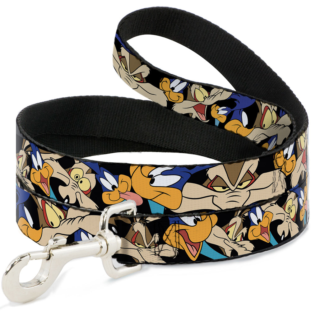 Dog Leash - Road Runner/Wile E. Coyote Expressions Stacked Black Dog Leashes Looney Tunes