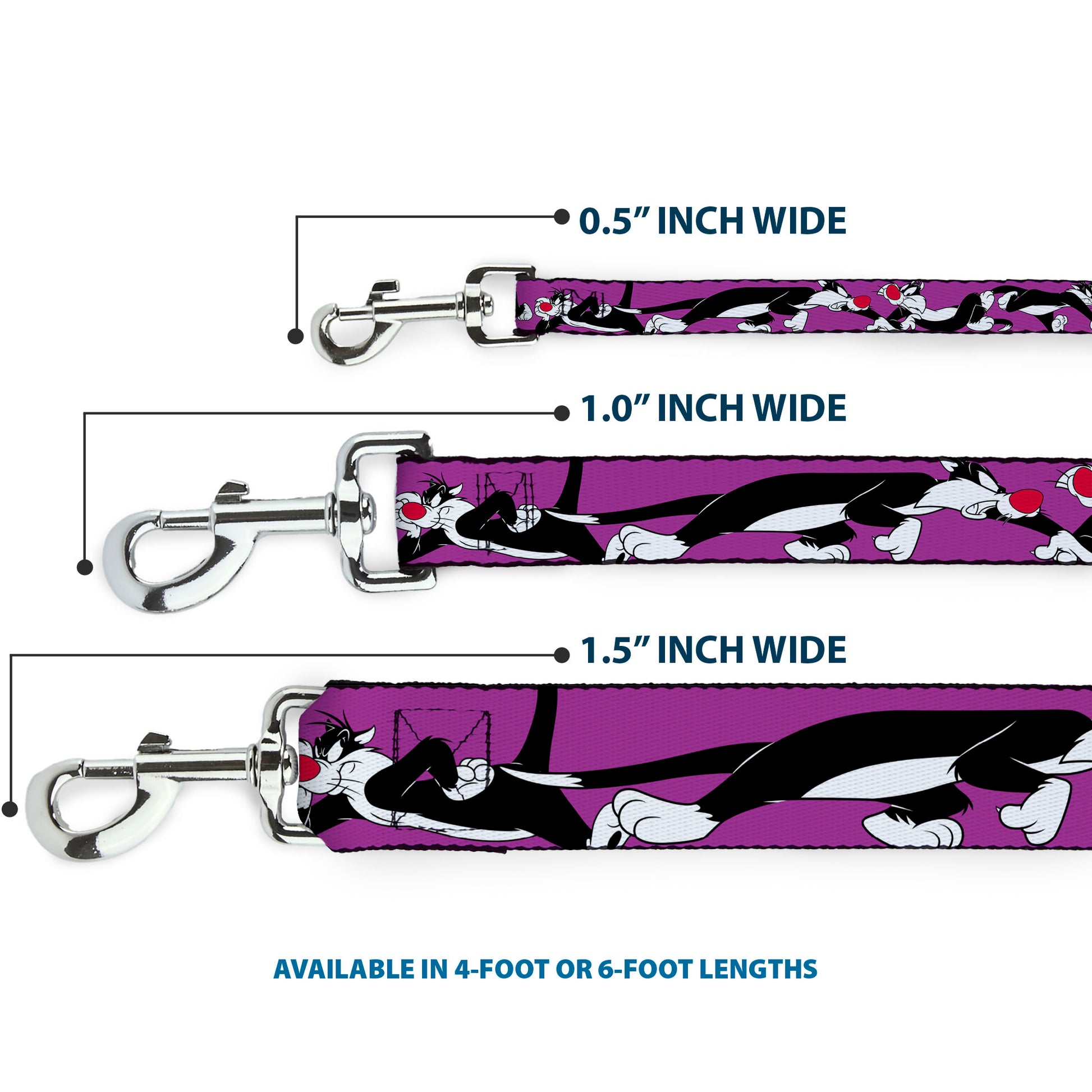 Dog Leash - Sylvester the Cat Poses Purple Dog Leashes Looney Tunes