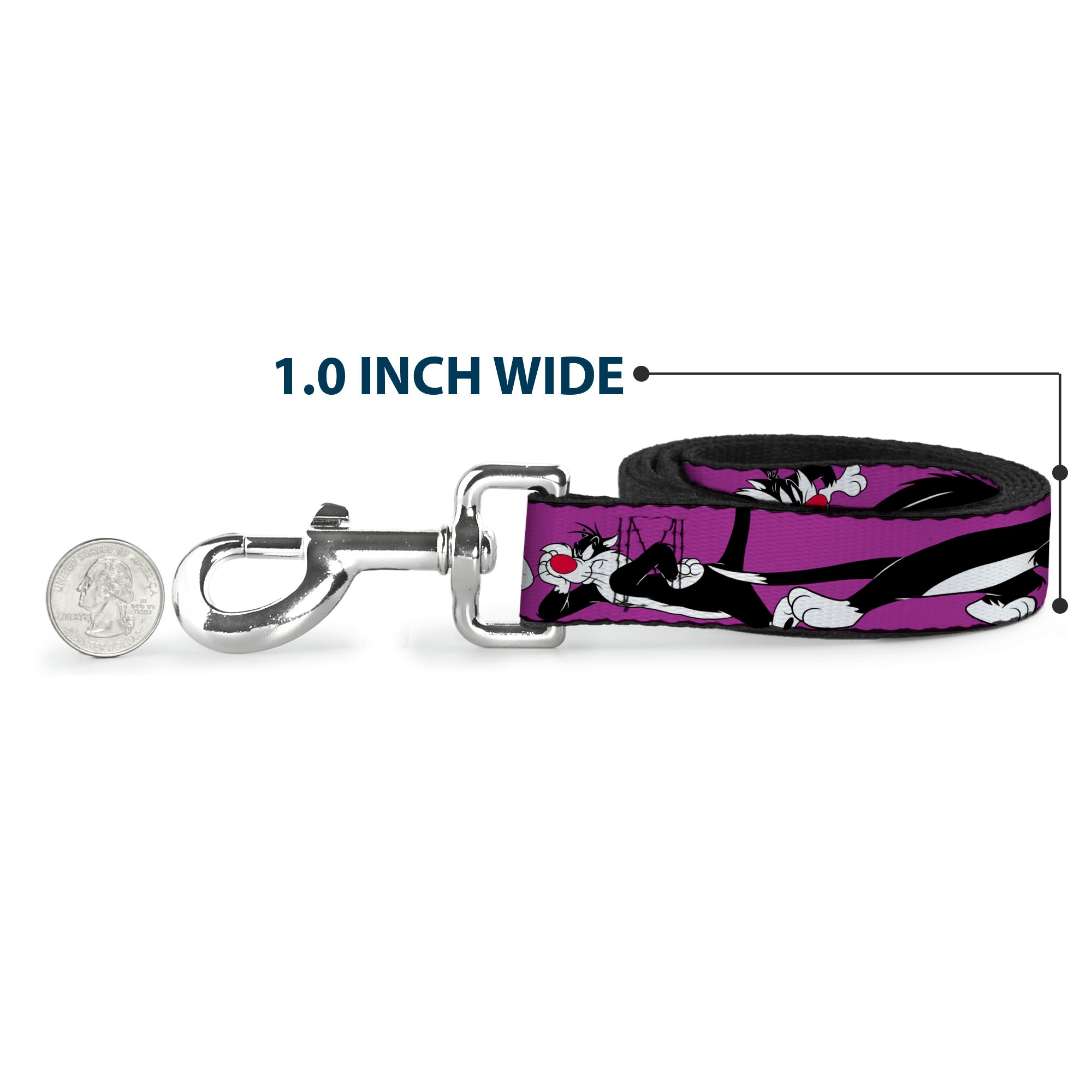 Dog Leash - Sylvester the Cat Poses Purple Dog Leashes Looney Tunes