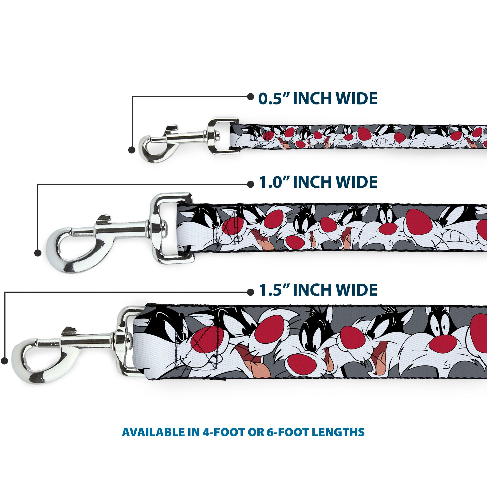 Dog Leash - Sylvester the Cat Expressions Gray Dog Leashes Looney Tunes