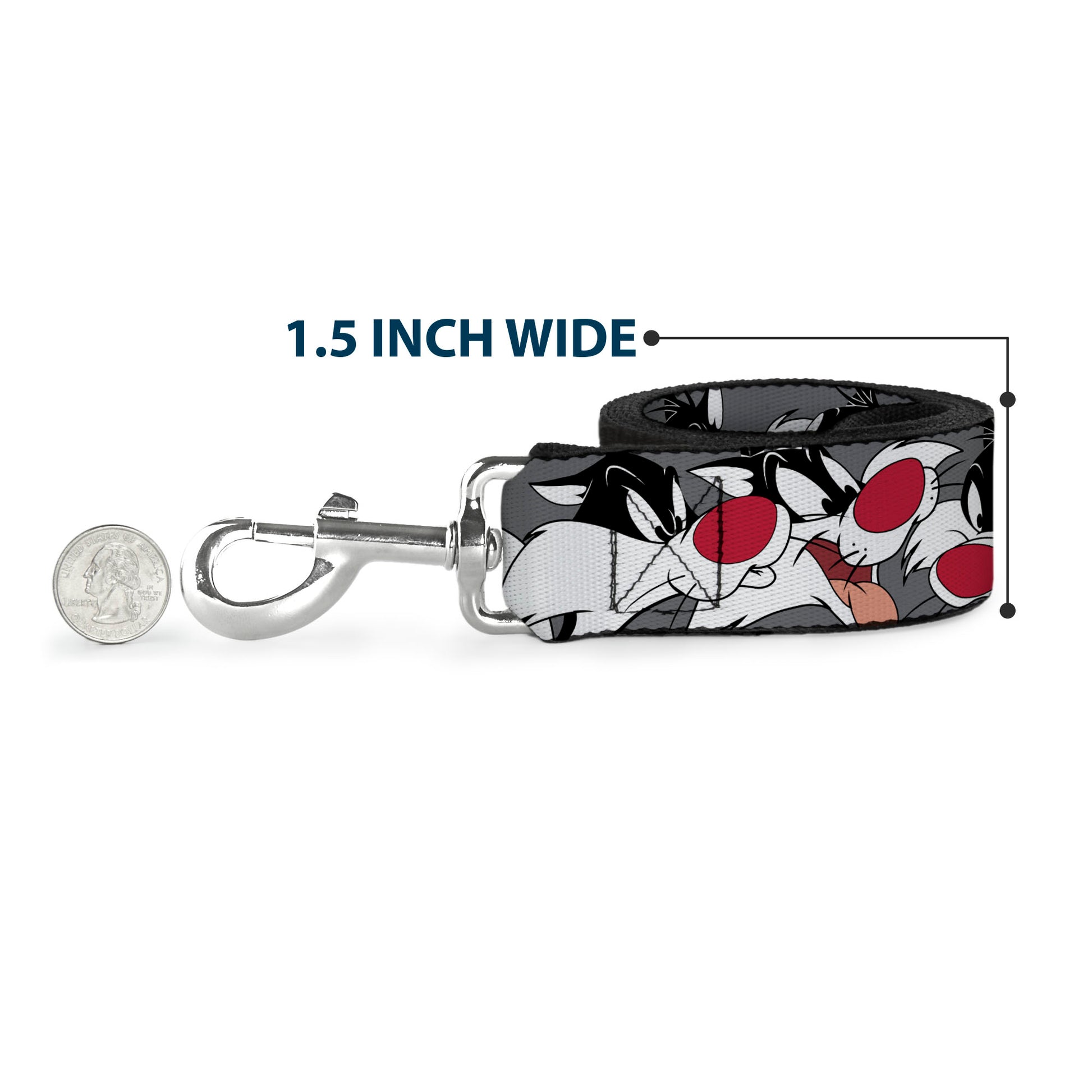 Dog Leash - Sylvester the Cat Expressions Gray Dog Leashes Looney Tunes