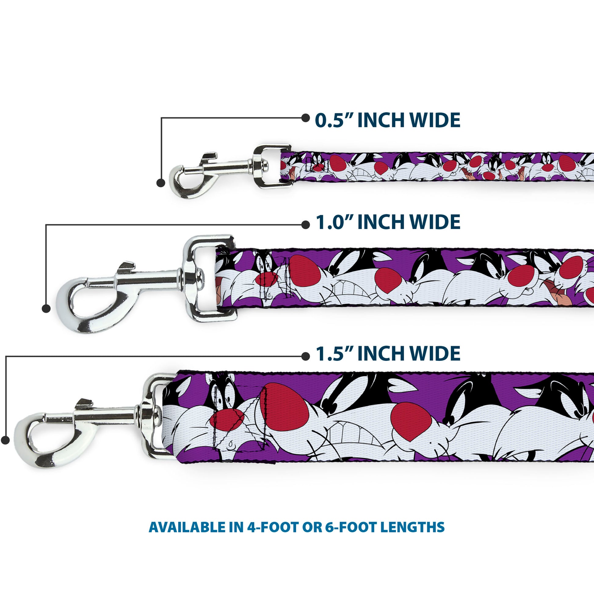 Dog Leash - Sylvester the Cat Expressions Purple Dog Leashes Looney Tunes