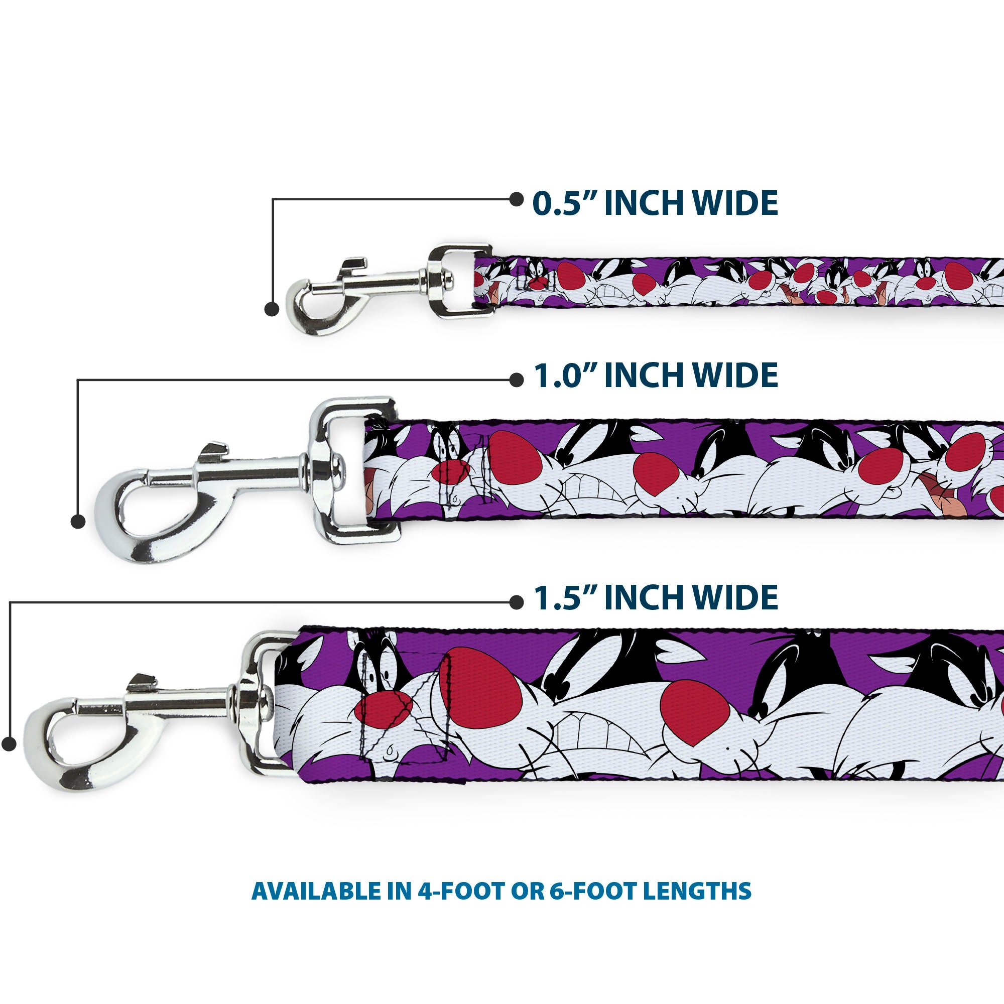 Dog Leash - Sylvester the Cat Expressions Purple Dog Leashes Looney Tunes