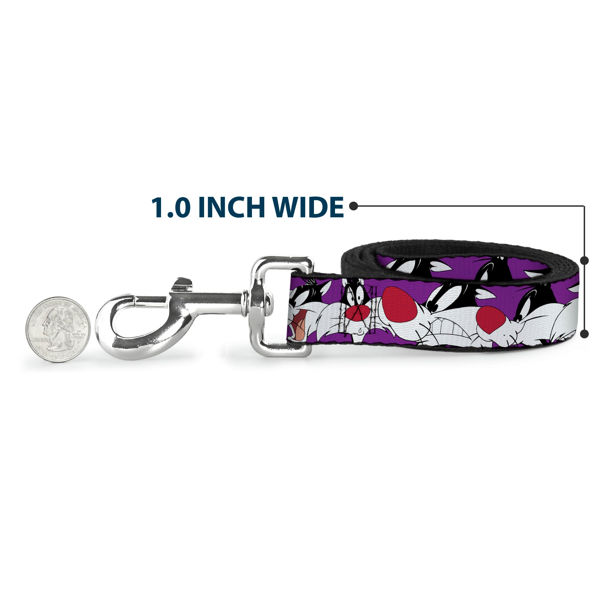 Dog Leash - Sylvester the Cat Expressions Purple Dog Leashes Looney Tunes