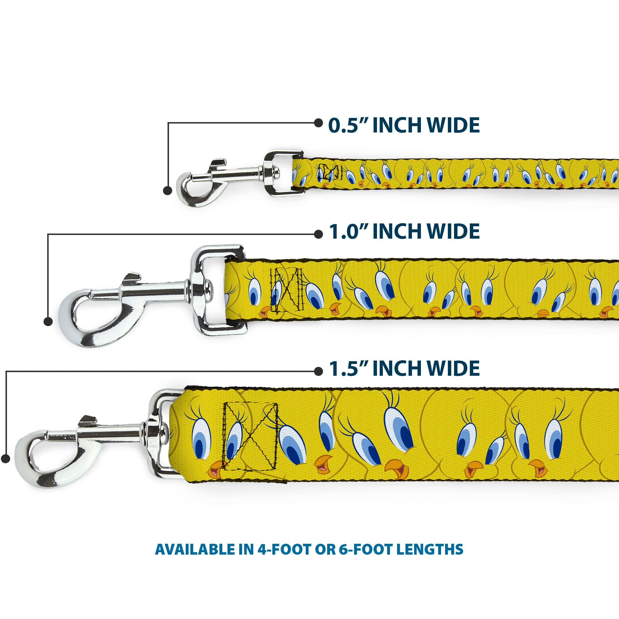 Dog Leash - Tweety Bird Expressions Yellow Dog Leashes Looney Tunes