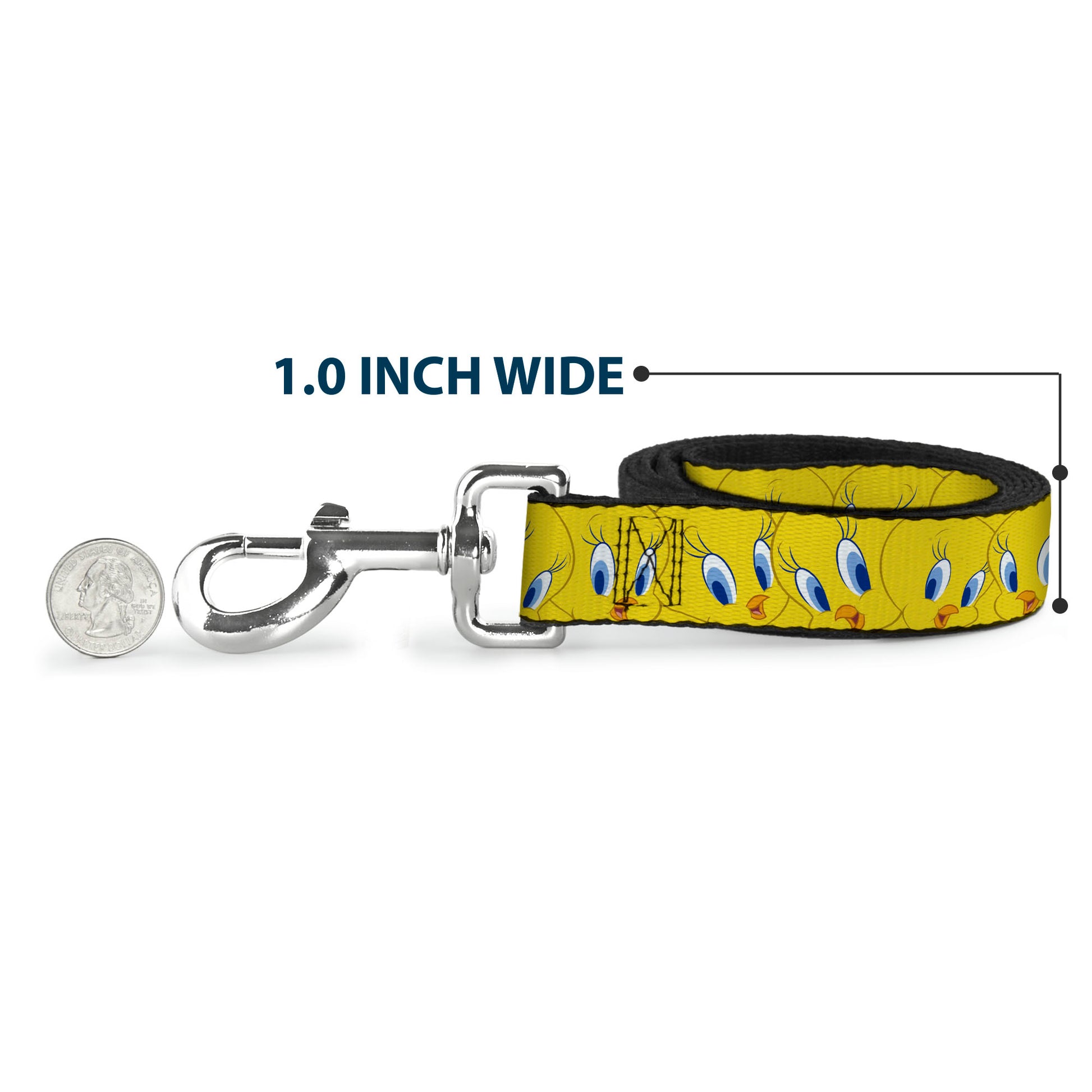Dog Leash - Tweety Bird Expressions Yellow Dog Leashes Looney Tunes