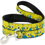 Dog Leash - Tweety Bird CLOSE-UP Expressions Baby Blue Dog Leashes Looney Tunes