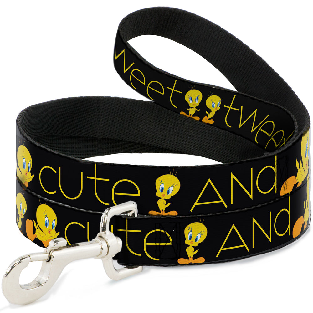 Dog Leash - Tweety Bird Poses CUTE AND SWEET Black/Yellow Dog Leashes Looney Tunes