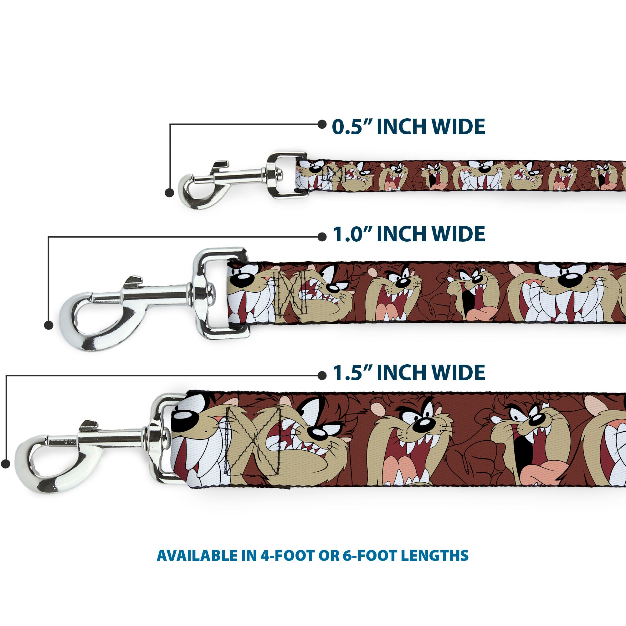 Dog Leash - Tasmanian Devil Expressions Brown Dog Leashes Looney Tunes