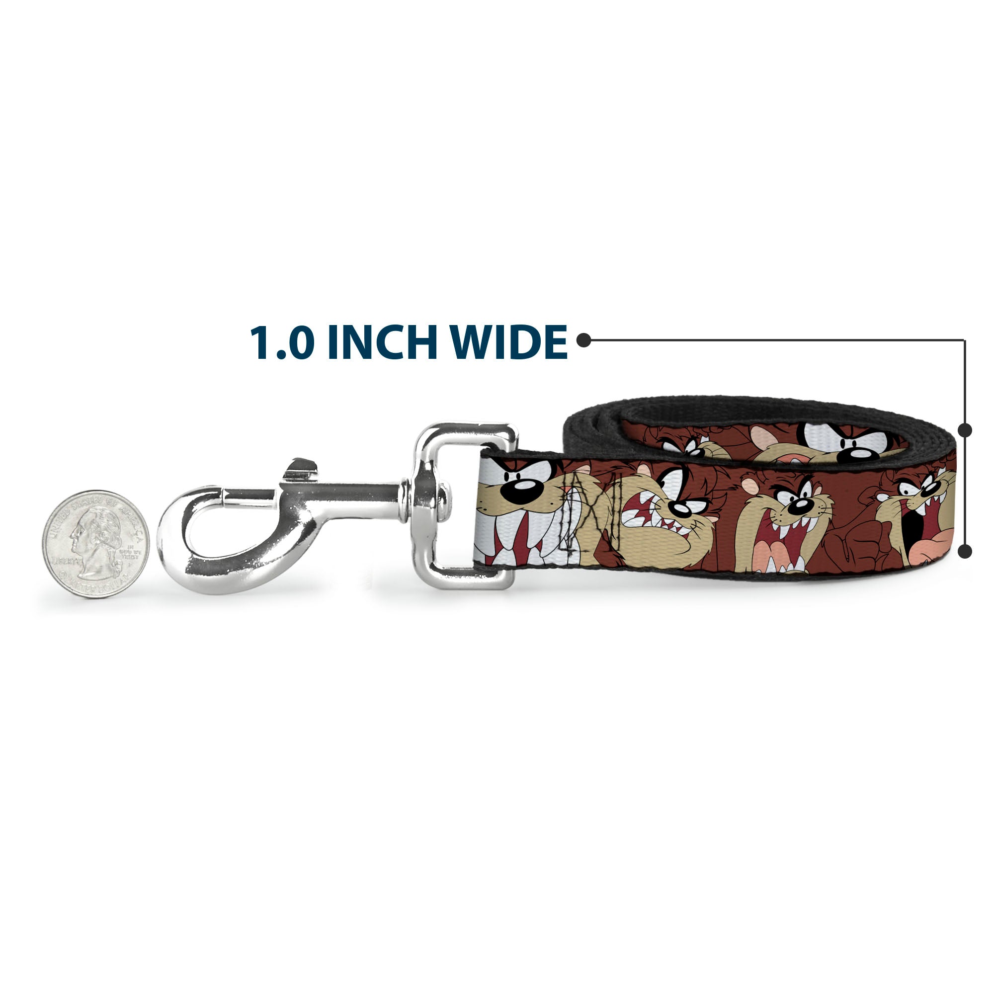 Dog Leash - Tasmanian Devil Expressions Brown Dog Leashes Looney Tunes