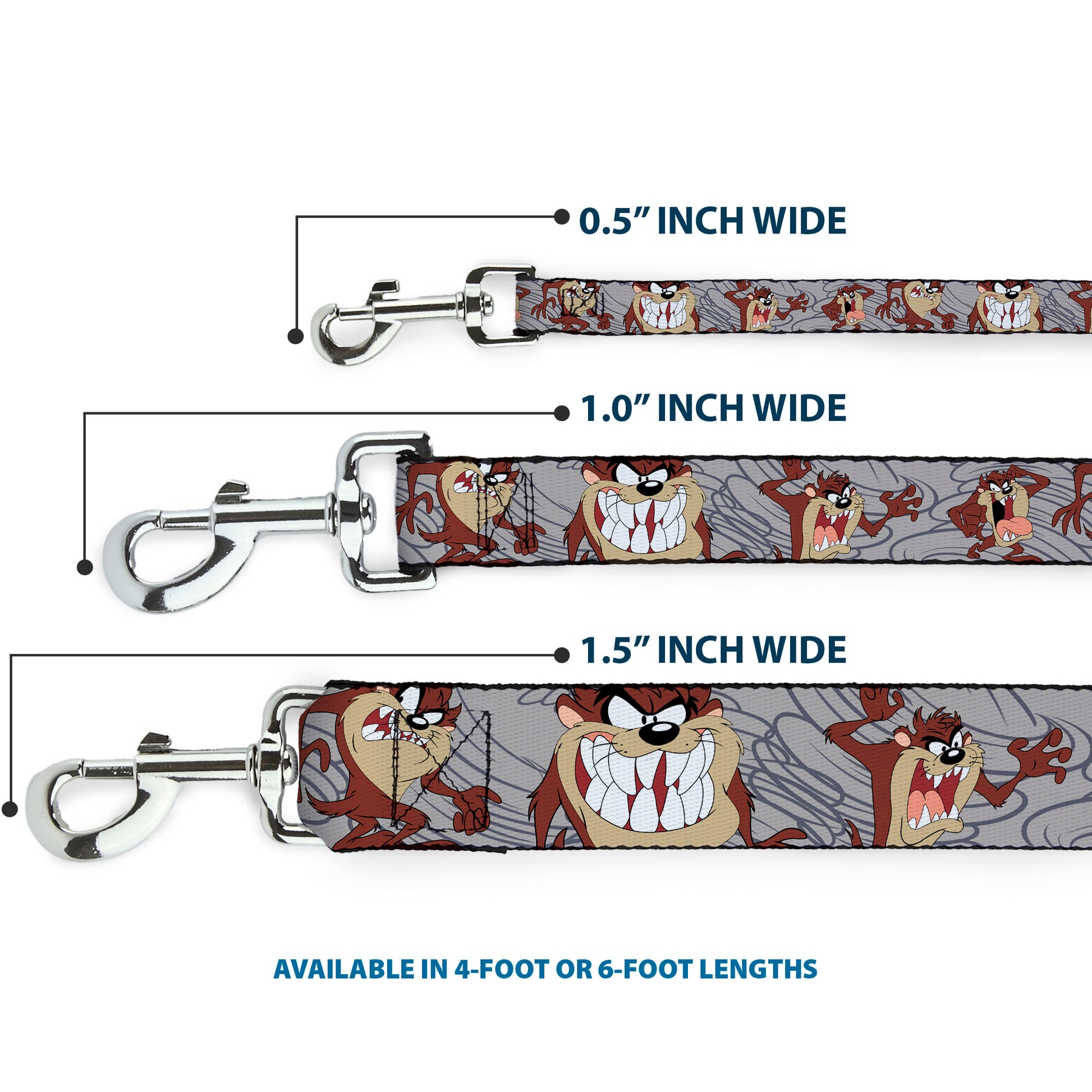 Dog Leash - Tasmanian Devil Expressions Gray Swirl Dog Leashes Looney Tunes