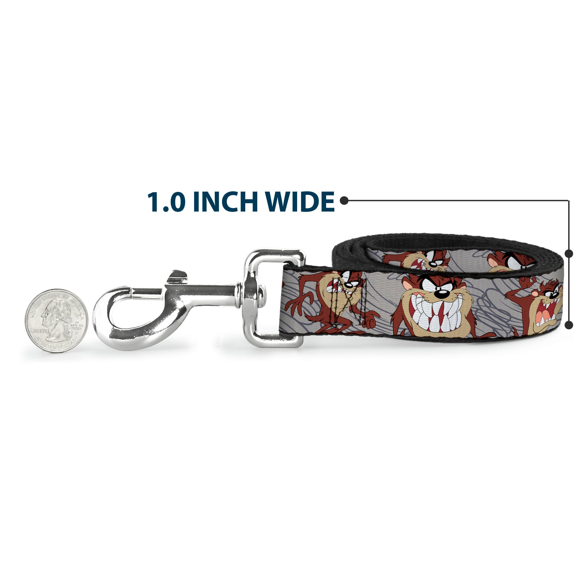 Dog Leash - Tasmanian Devil Expressions Gray Swirl Dog Leashes Looney Tunes
