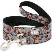 Dog Leash - Tasmanian Devil Expressions Gray Swirl Dog Leashes Looney Tunes