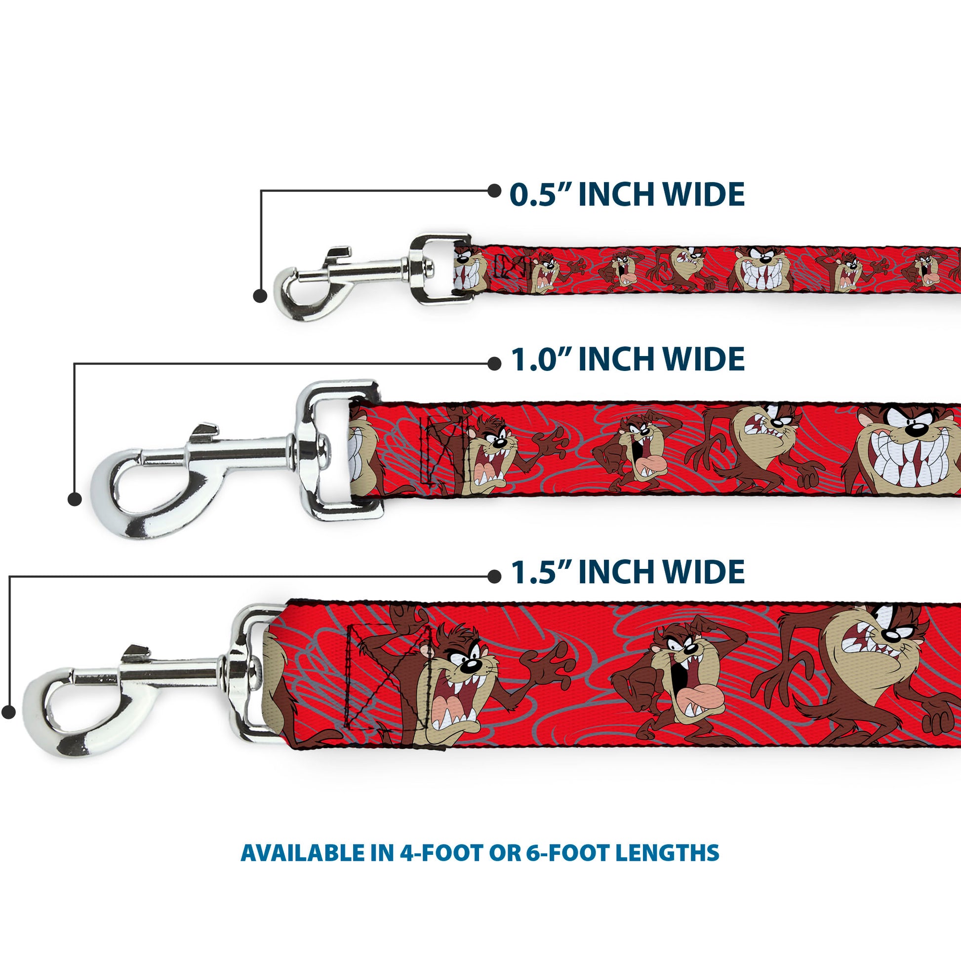 Dog Leash - Tasmanian Devil Expressions Red Swirl Dog Leashes Looney Tunes