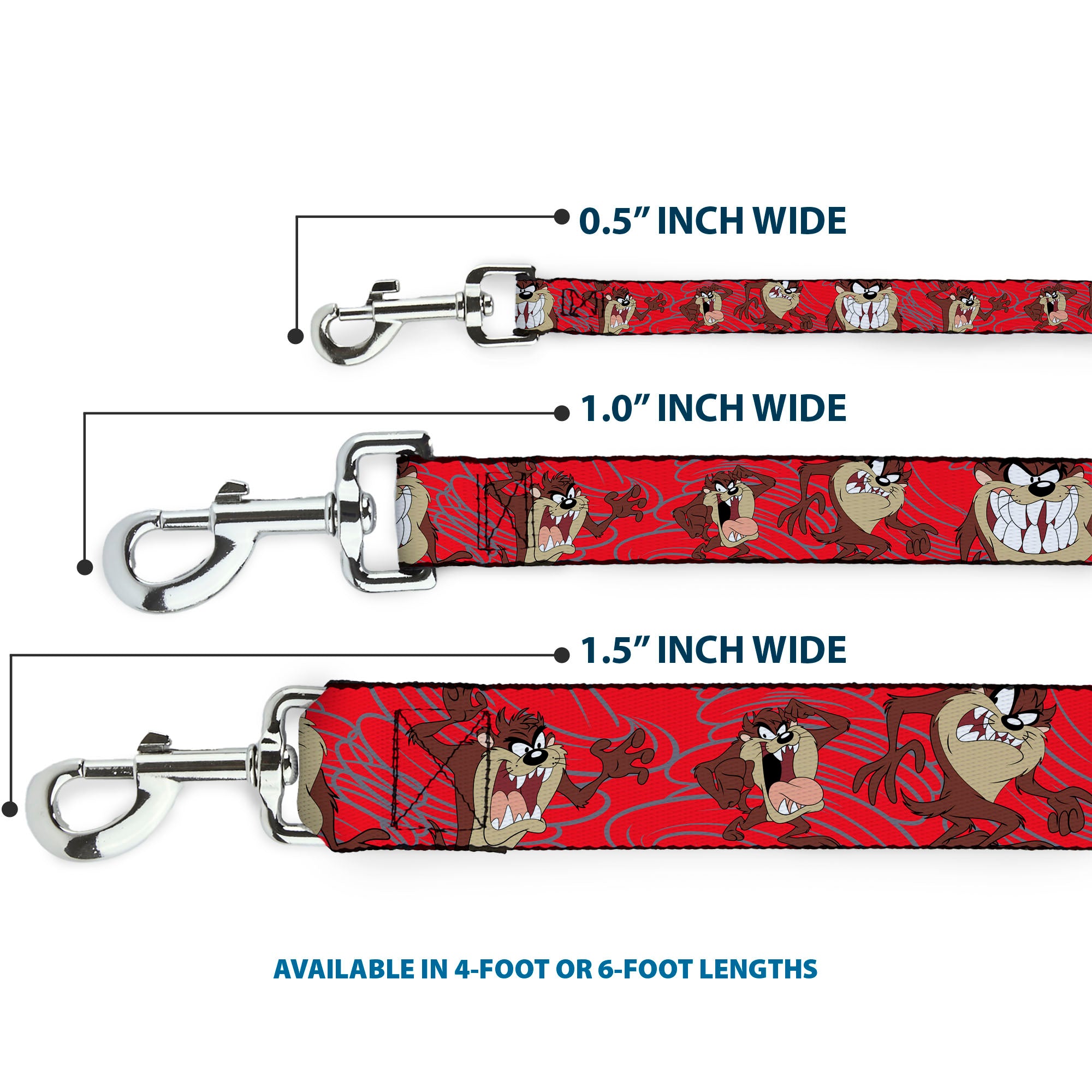 Dog Leash - Tasmanian Devil Expressions Red Swirl Dog Leashes Looney Tunes