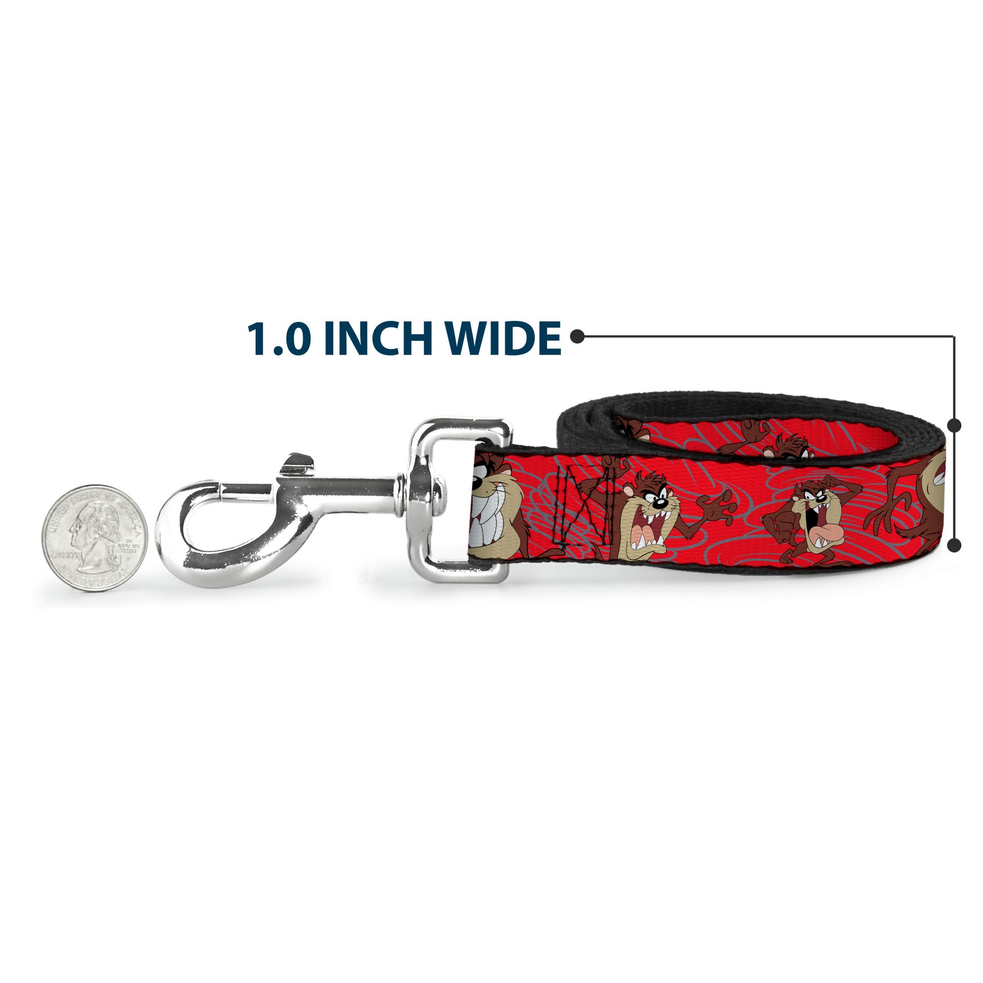 Dog Leash - Tasmanian Devil Expressions Red Swirl Dog Leashes Looney Tunes