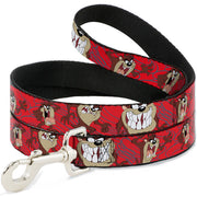 Dog Leash - Tasmanian Devil Expressions Red Swirl Dog Leashes Looney Tunes