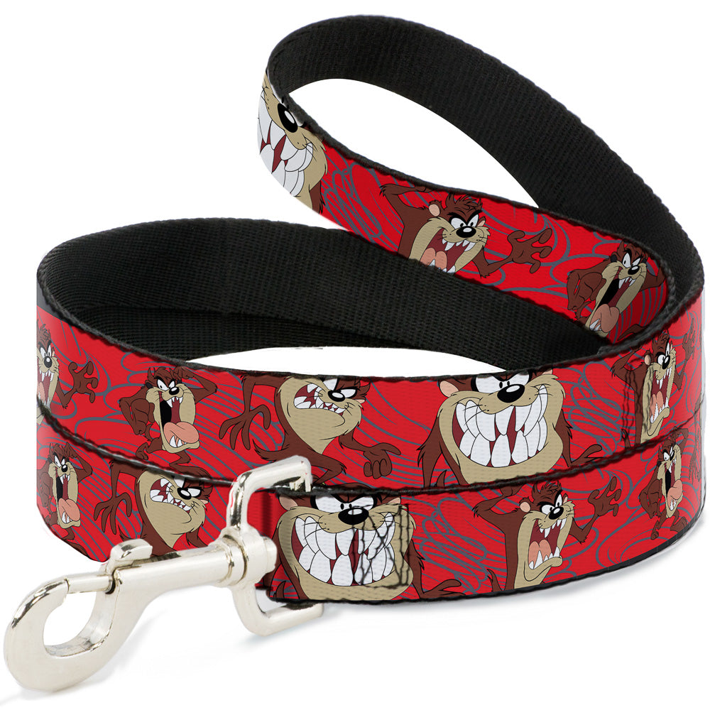 Dog Leash - Tasmanian Devil Expressions Red Swirl Dog Leashes Looney Tunes