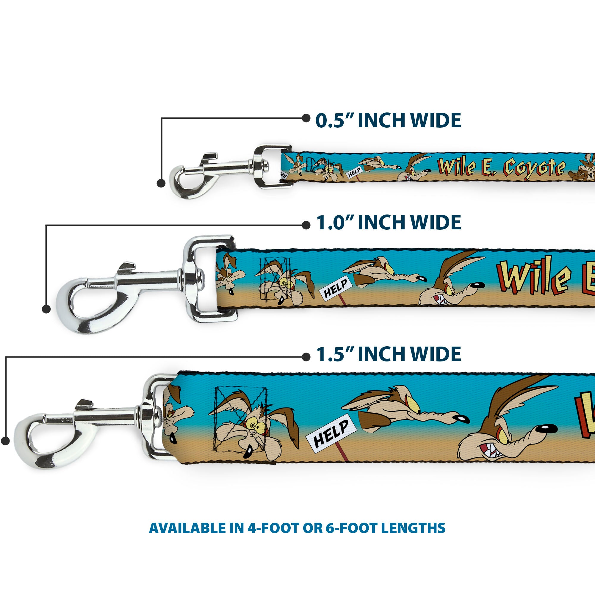 Dog Leash - WILE E. COYOTE Expressions/Signs Desert Dog Leashes Looney Tunes