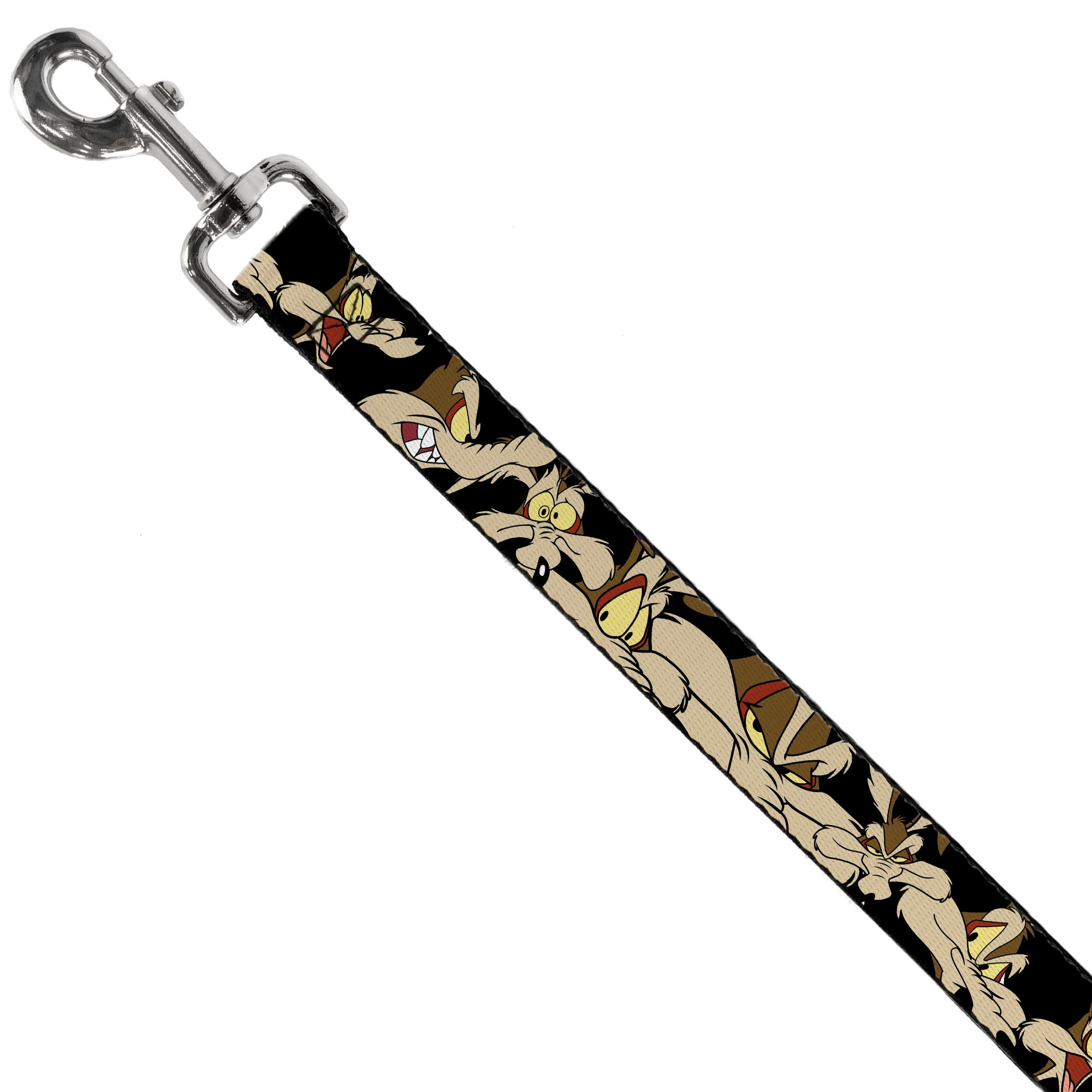 Dog Leash - Wile E. Coyote Expressions Black Dog Leashes Looney Tunes