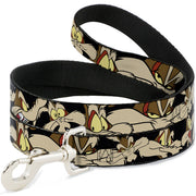 Dog Leash - Wile E. Coyote Expressions Black Dog Leashes Looney Tunes