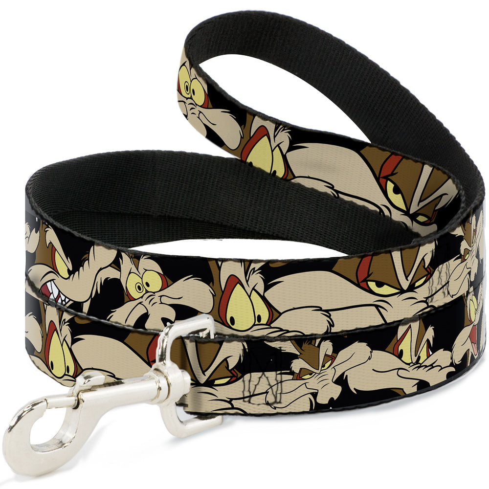 Dog Leash - Wile E. Coyote Expressions Black Dog Leashes Looney Tunes