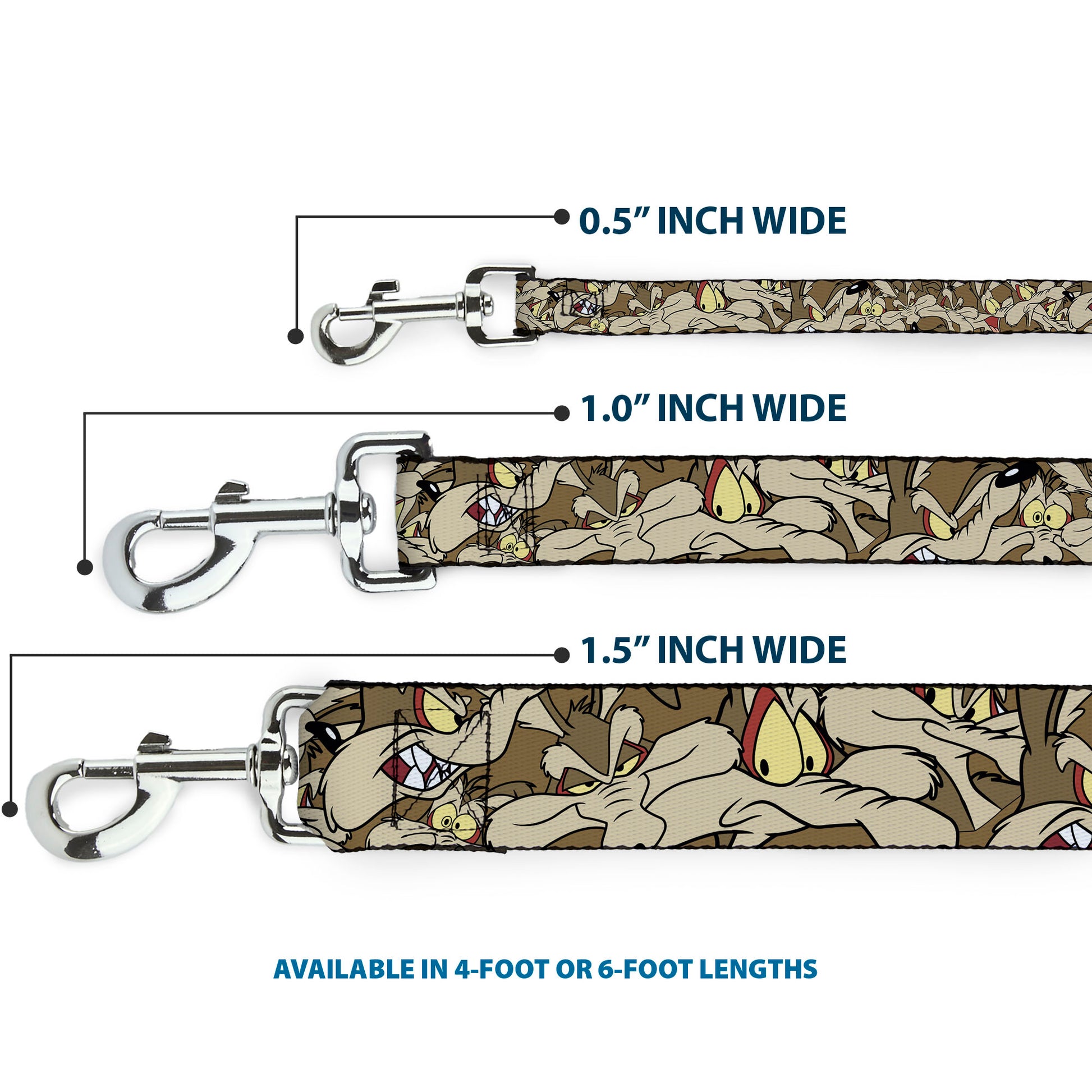 Dog Leash - Wile E. Coyote Expressions Stacked Dog Leashes Looney Tunes