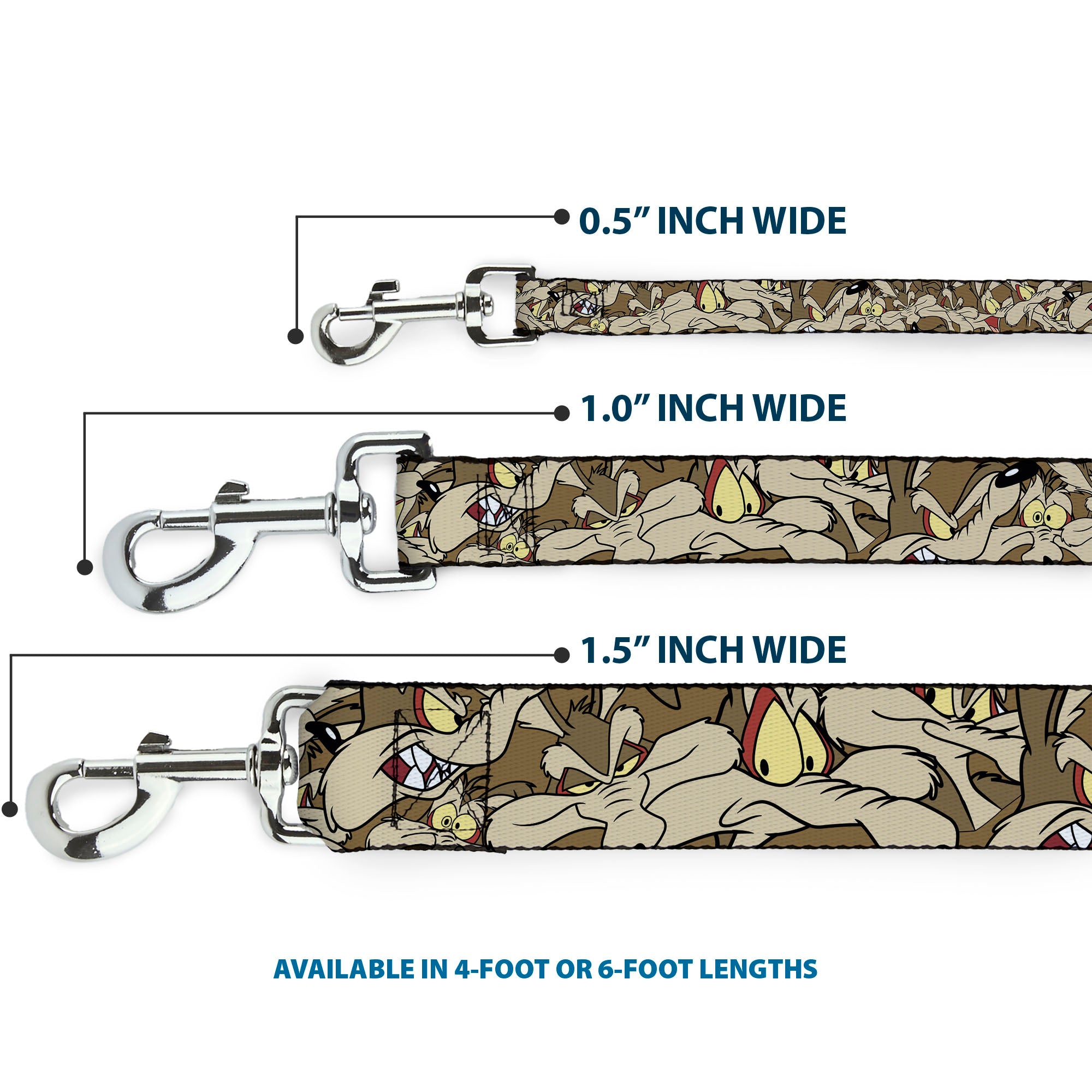 Dog Leash - Wile E. Coyote Expressions Stacked Dog Leashes Looney Tunes