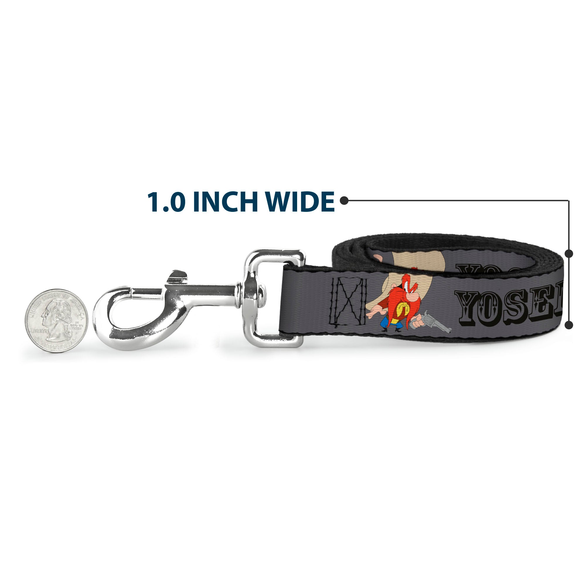 Dog Leash - YOSEMITE SAM w/Poses Gray Dog Leashes Looney Tunes