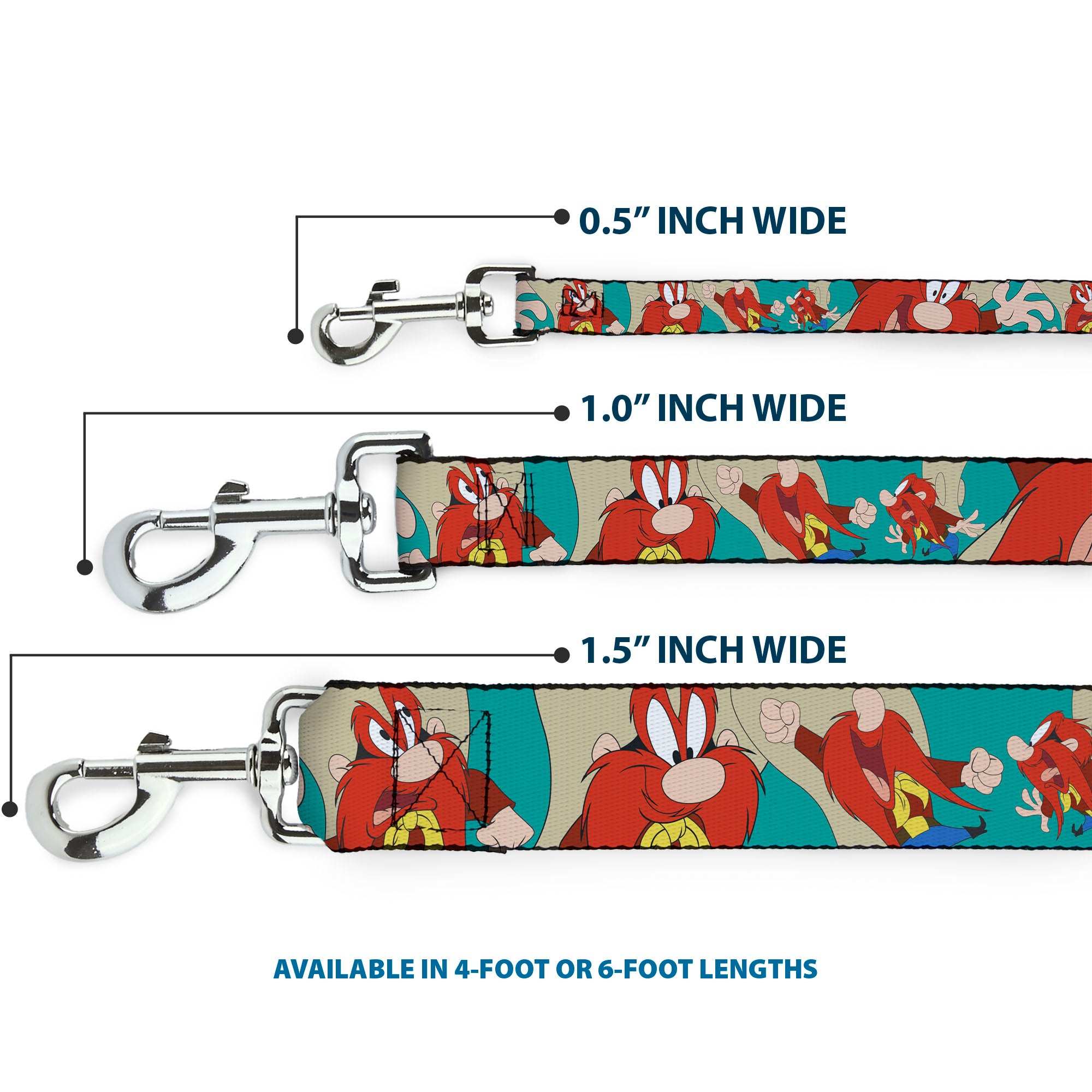 Dog Leash - Yosemite Sam Poses Turquoise Dog Leashes Looney Tunes