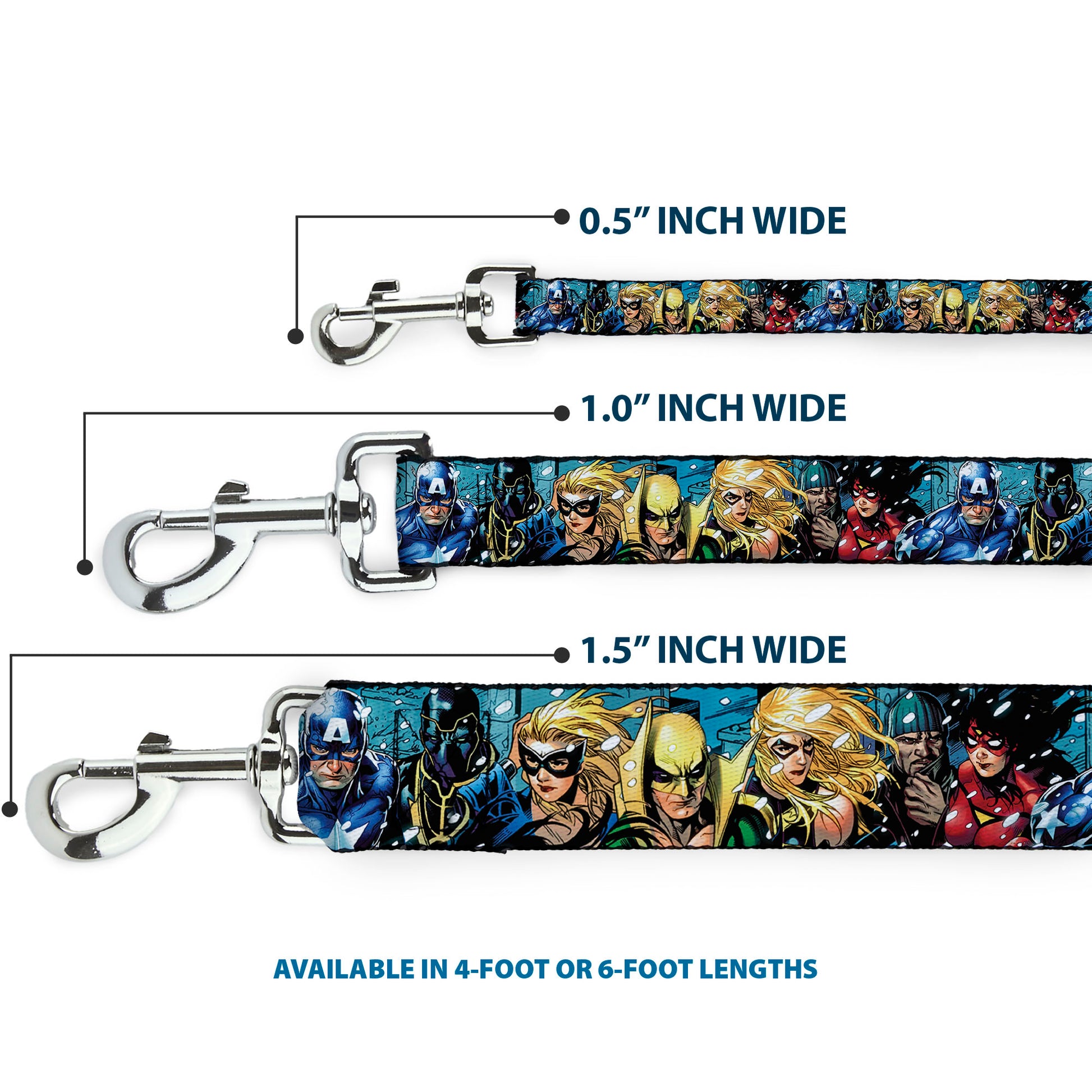 Dog Leash - New Avengers Group Snow Storm Pose Dog Leashes Marvel Comics