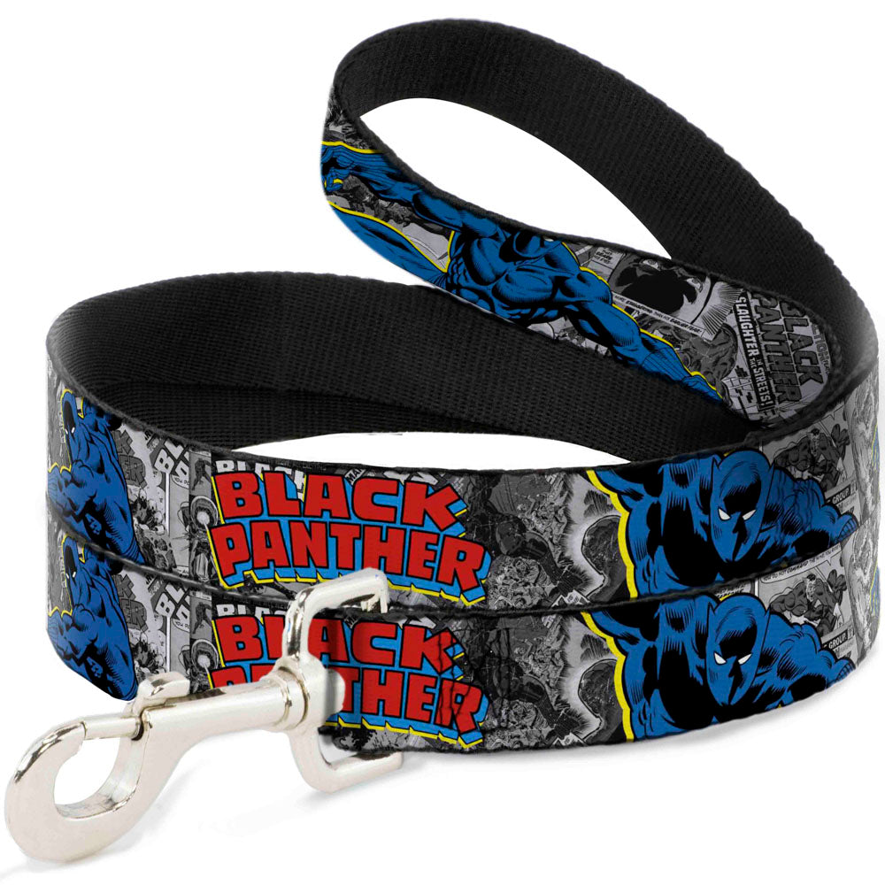 Dog Leash - BLACK PANTHER Action Poses/Stacked Comics Grays/Yellow/Blue/Red Dog Leashes Marvel Comics