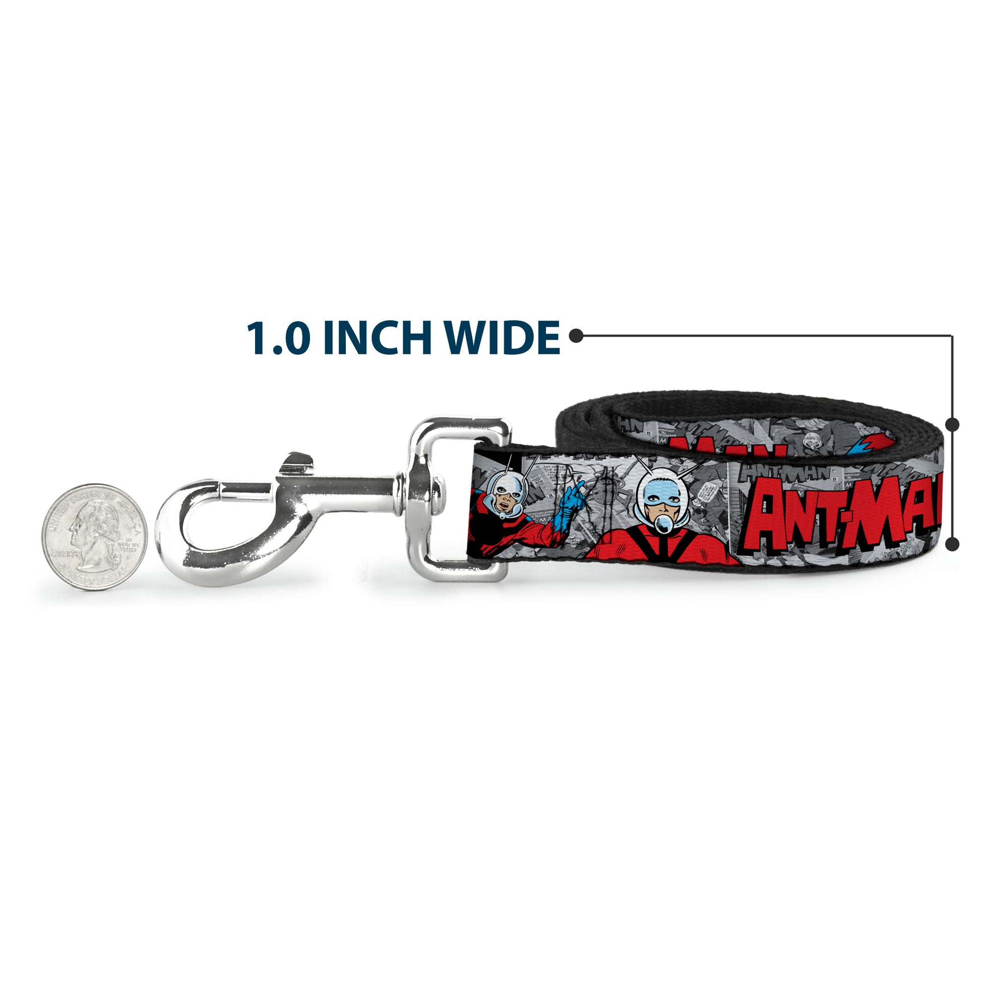 Dog Leash - Classic ANT-MAN 3-Poses/Comic Stacked Grays/Black/Red Dog Leashes Marvel Comics
