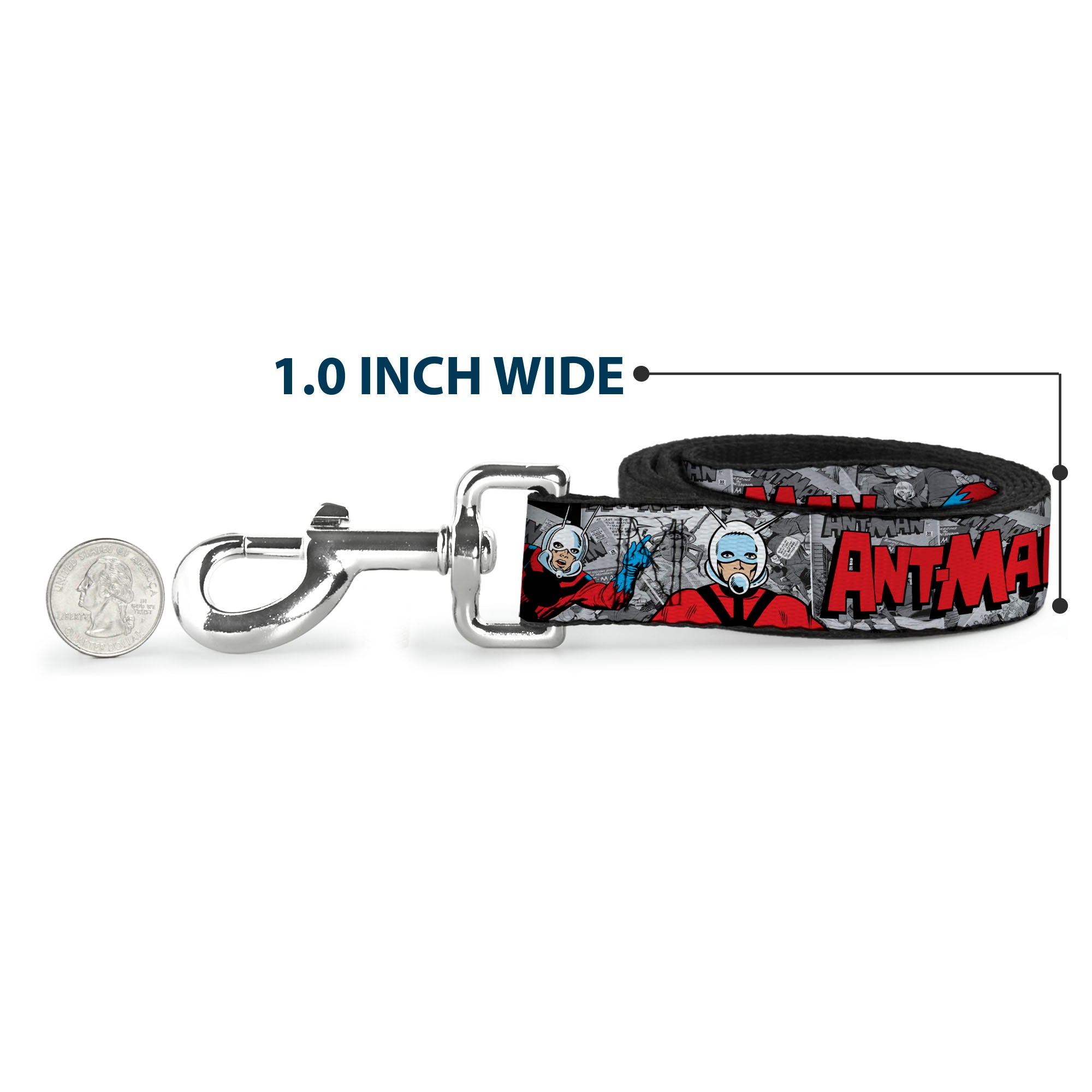 Dog Leash - Classic ANT-MAN 3-Poses/Comic Stacked Grays/Black/Red Dog Leashes Marvel Comics