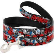 Dog Leash - Classic ANT-MAN 3-Poses/Comic Stacked Grays/Black/Red Dog Leashes Marvel Comics