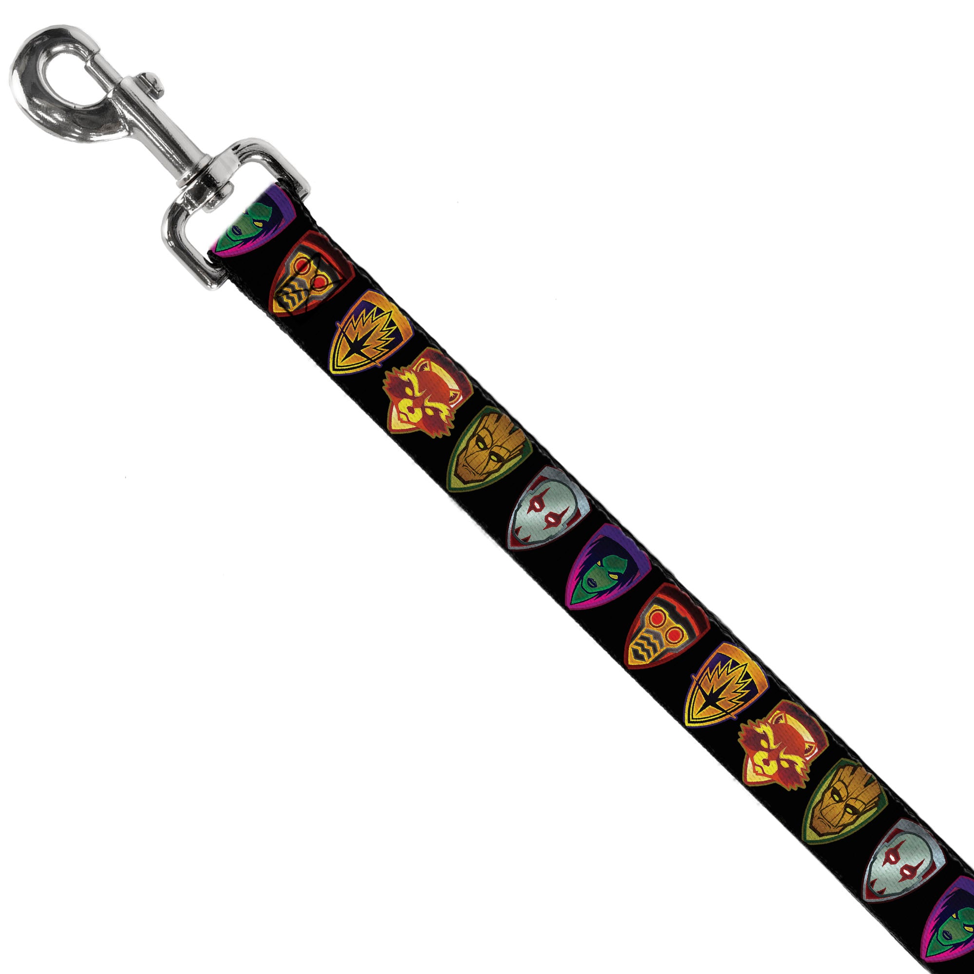 Dog Leash - Guardians of the Galaxy Badge/5-Character Icons Black/Multi Color Dog Leashes Marvel Comics