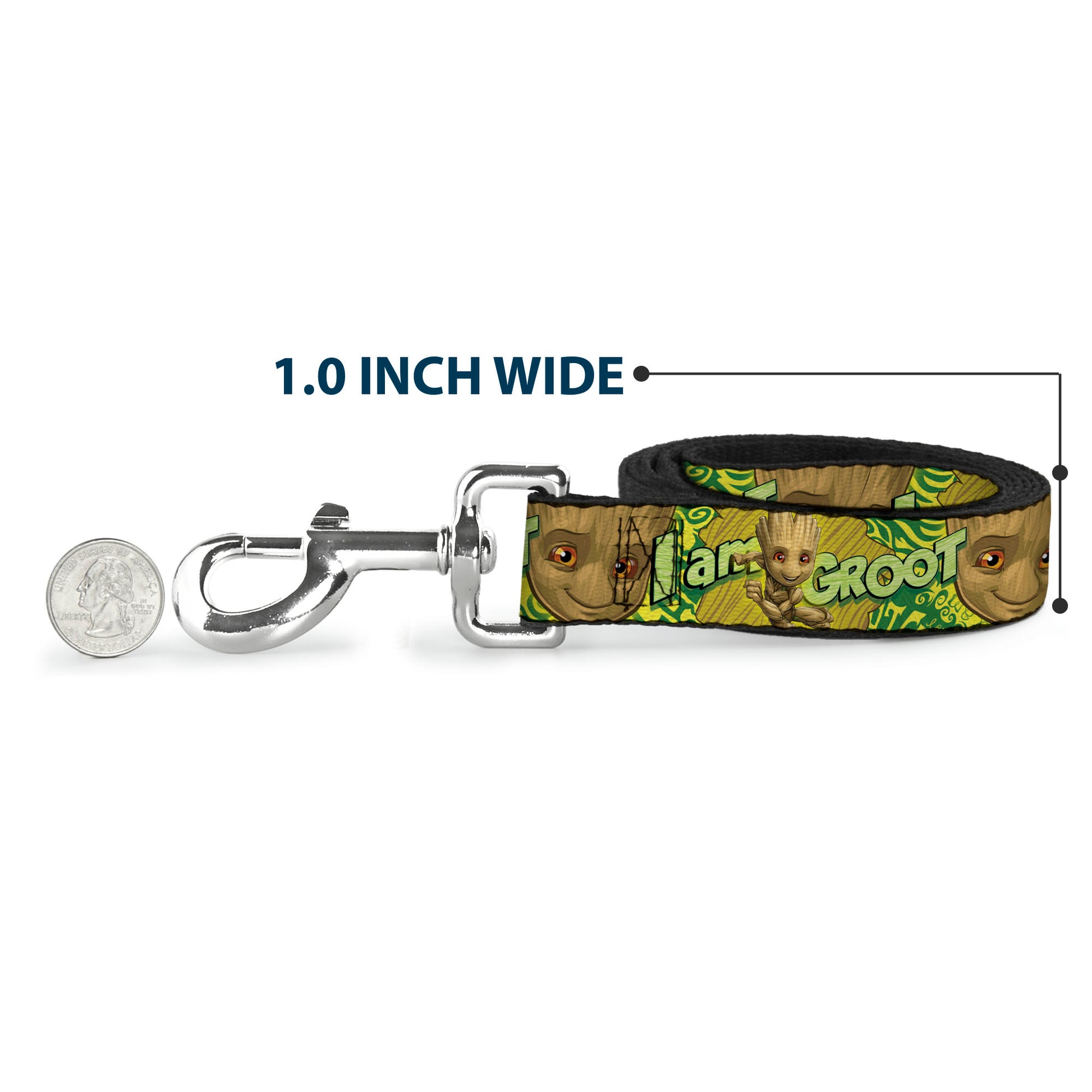 Dog Leash - Baby Groot Pose/Face I AM GROOT Browns/Greens/Yellows Dog Leashes Marvel Comics
