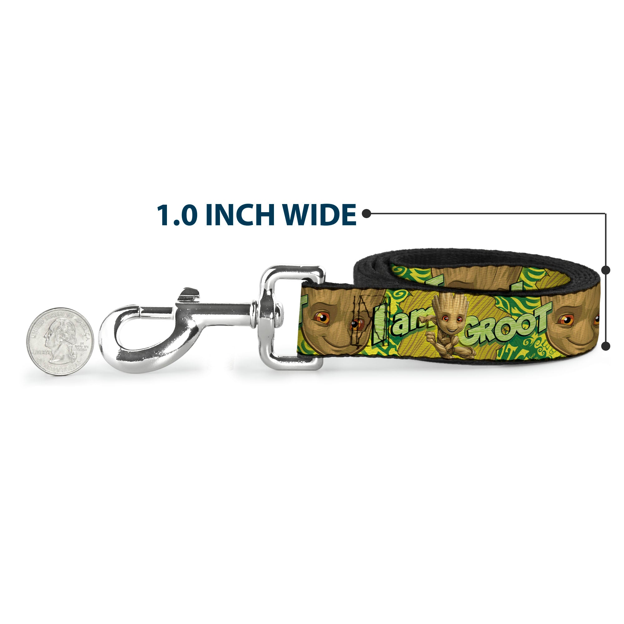 Dog Leash - Baby Groot Pose/Face I AM GROOT Browns/Greens/Yellows Dog Leashes Marvel Comics