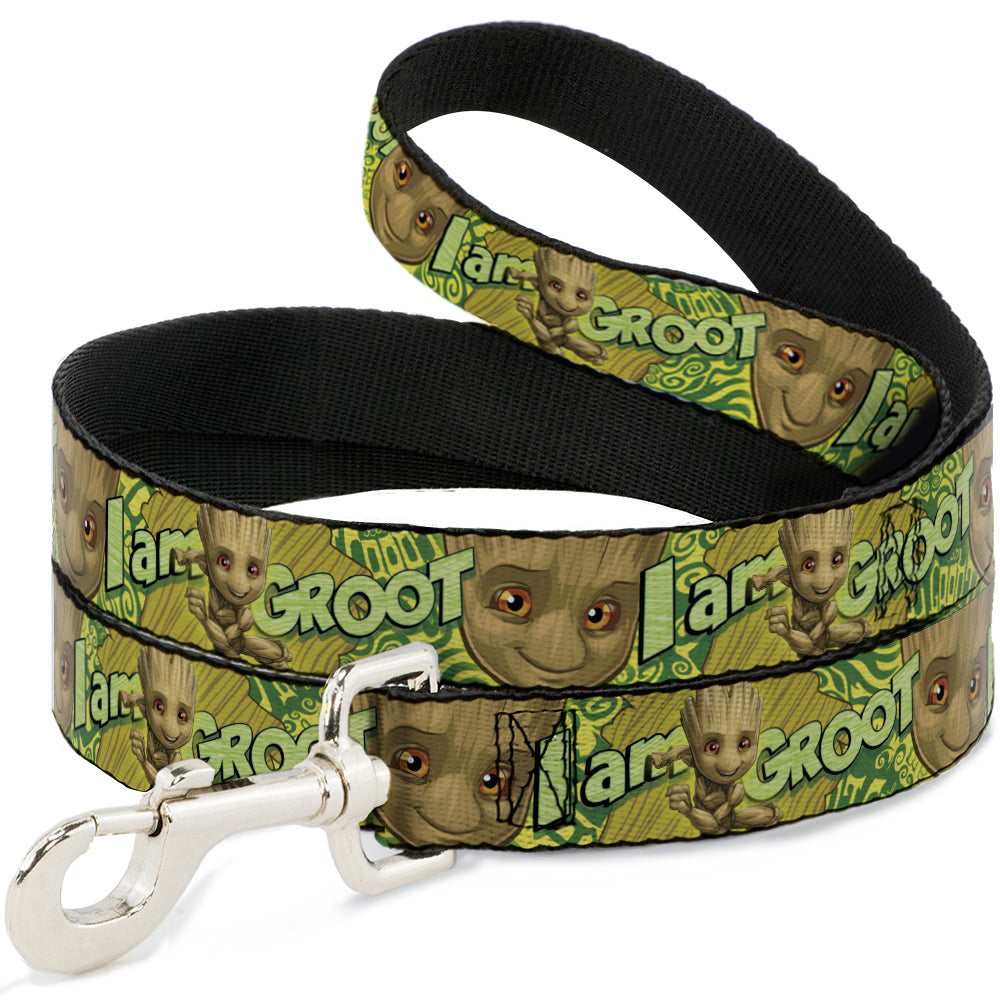 Dog Leash - Baby Groot Pose/Face I AM GROOT Browns/Greens/Yellows Dog Leashes Marvel Comics