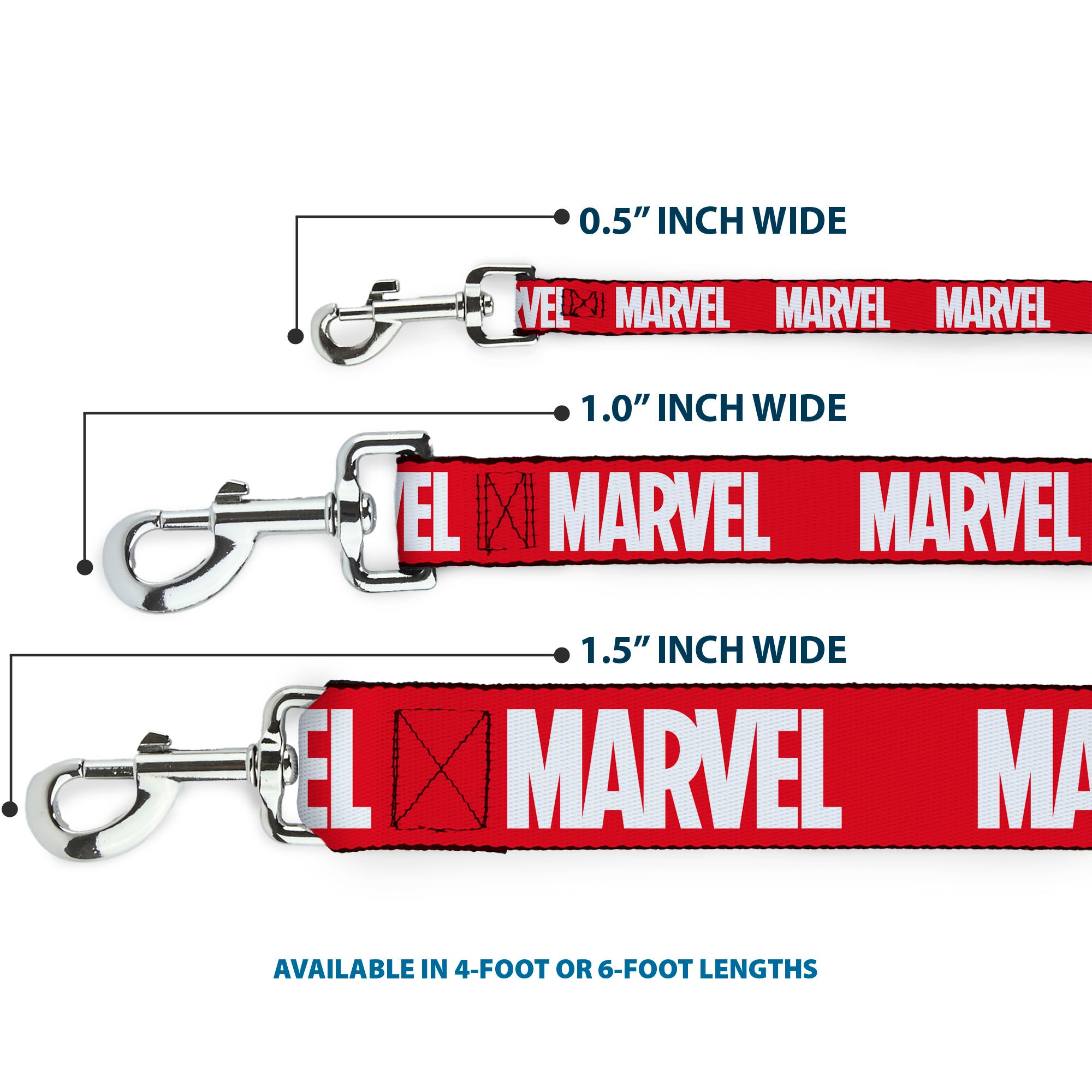 Dog Leash - MARVEL Red Brick Logo Red/White Dog Leashes Marvel Comics