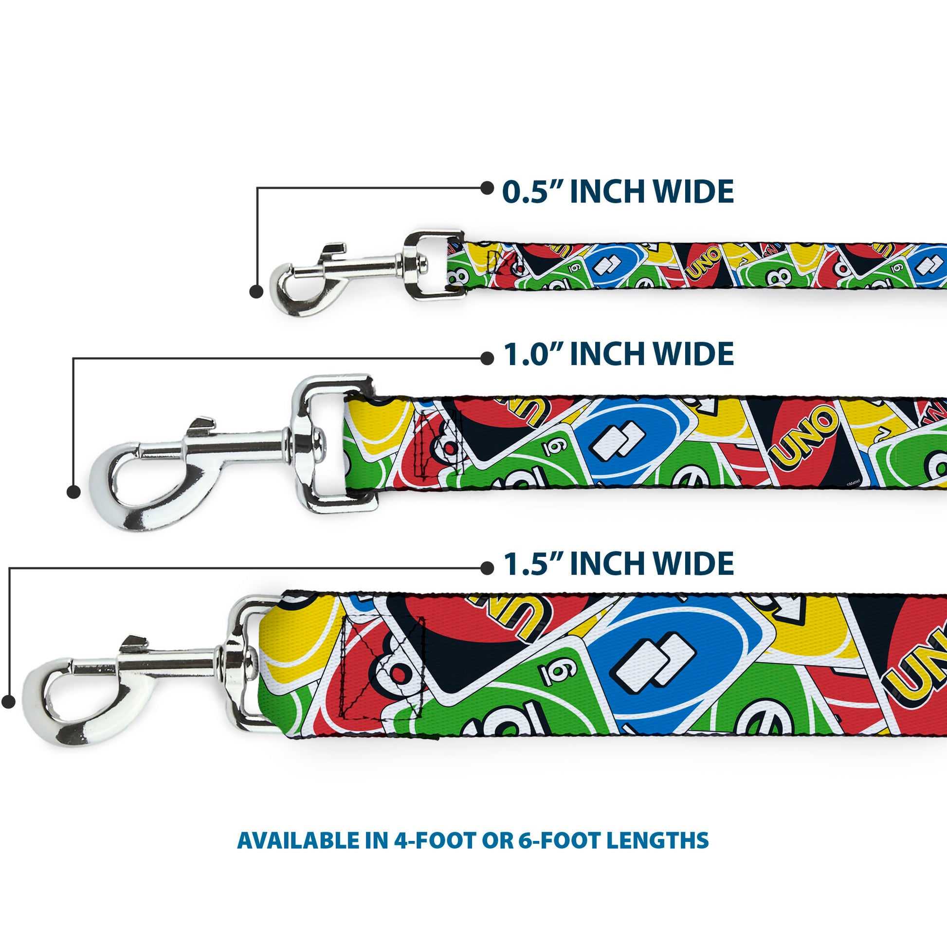 Dog Leash - UNO Cards Stacked Collage Multi Color Dog Leashes UNO