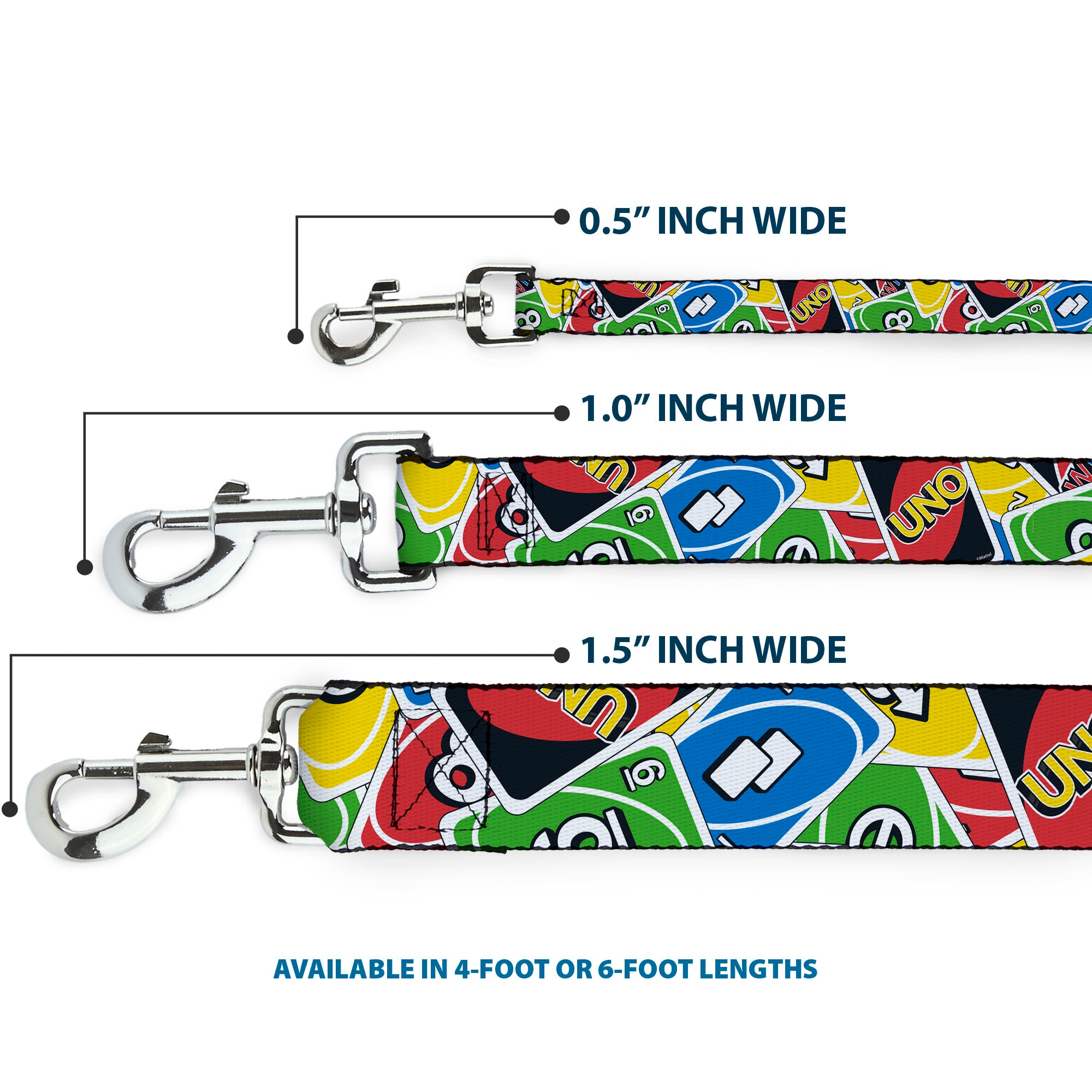Dog Leash - UNO Cards Stacked Collage Multi Color Dog Leashes UNO
