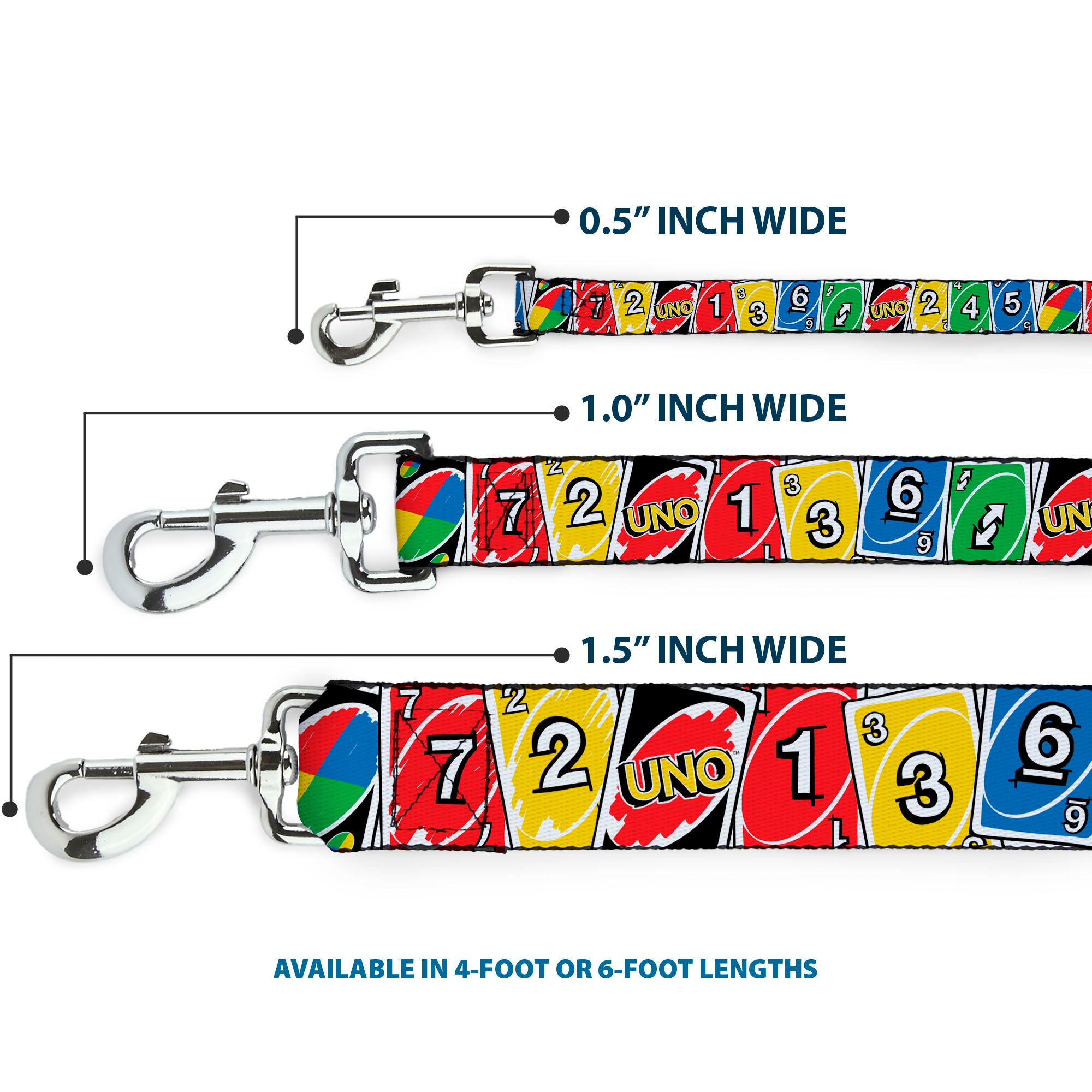 Dog Leash - UNO Cards Lineup Stack Multi Color Dog Leashes UNO