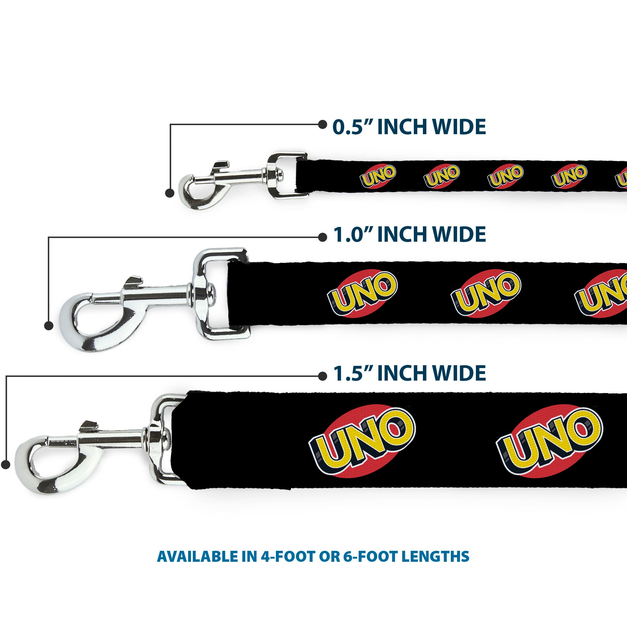 Dog Leash - UNO Game Logo Black/Red/Yellow Dog Leashes UNO