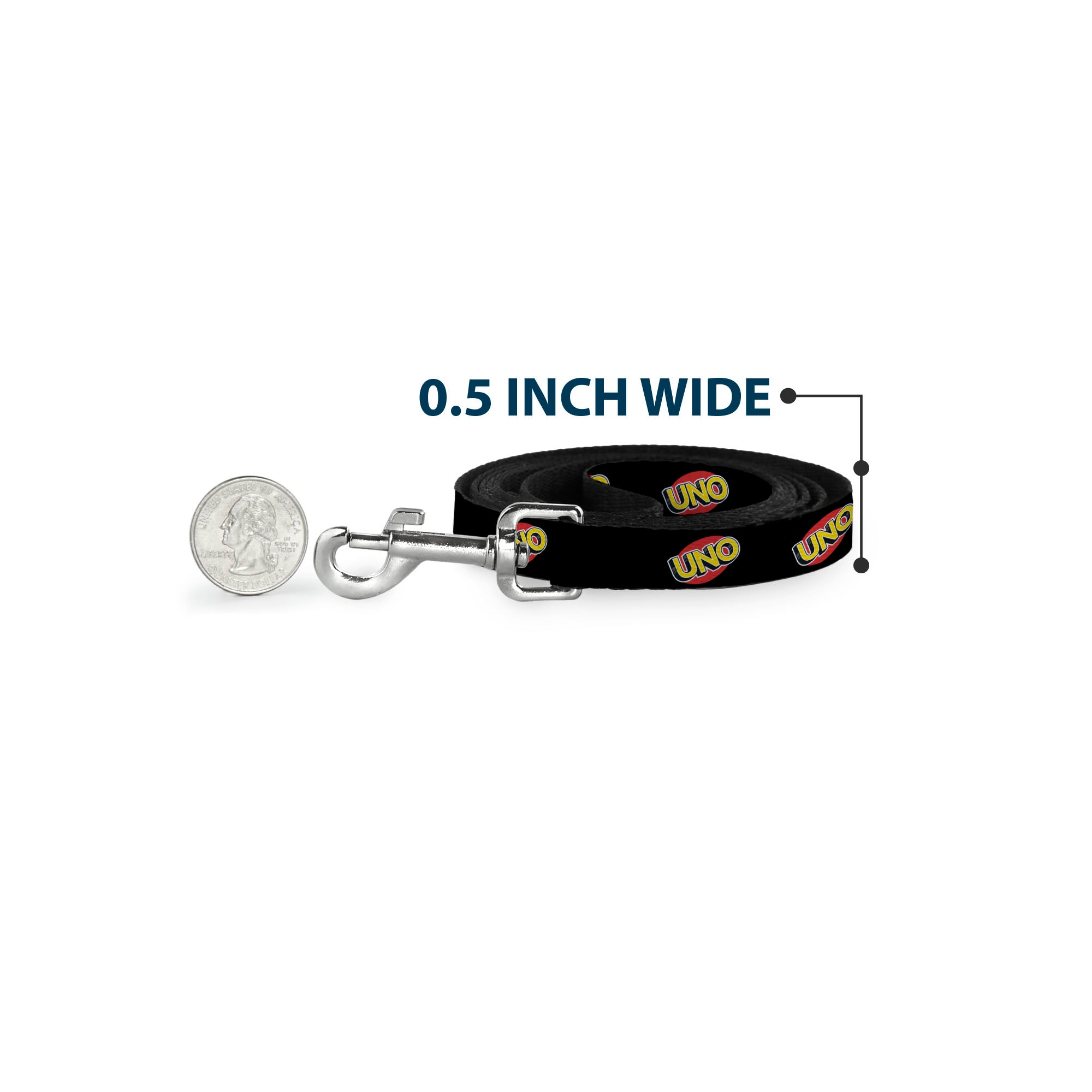 Dog Leash - UNO Game Logo Black/Red/Yellow Dog Leashes UNO