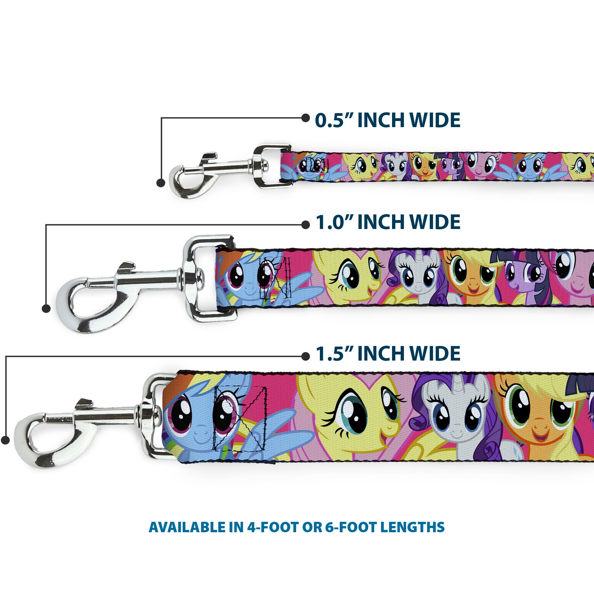 Dog Leash - My Little Pony Mane Six Eye Expressions Close-Up Multi Color Dog Leashes My Little Pony