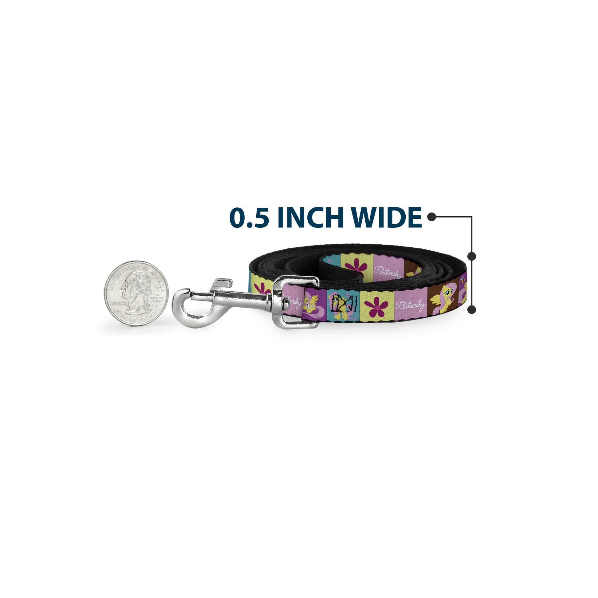 Dog Leash - FLUTTERSHY Text and Pose Blocks Multi Color Dog Leashes My Little Pony
