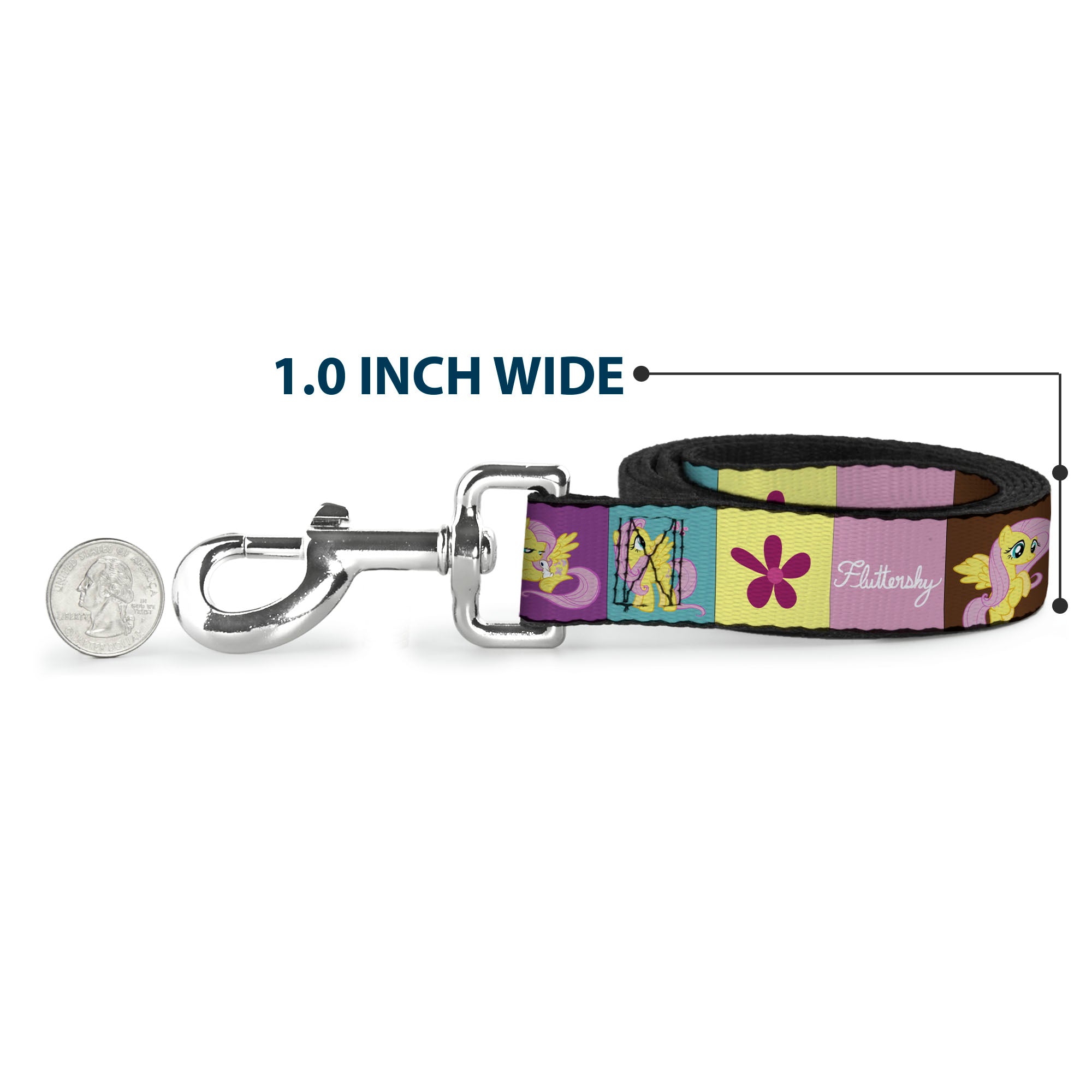Dog Leash - FLUTTERSHY Text and Pose Blocks Multi Color Dog Leashes My Little Pony