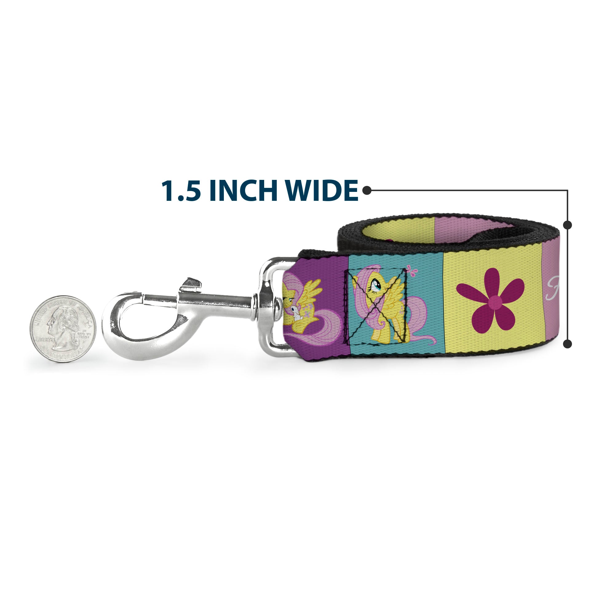 Dog Leash - FLUTTERSHY Text and Pose Blocks Multi Color Dog Leashes My Little Pony