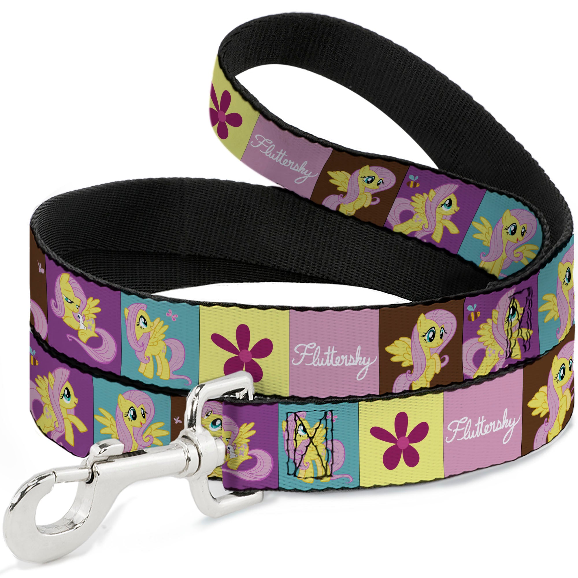 Dog Leash - FLUTTERSHY Text and Pose Blocks Multi Color Dog Leashes My Little Pony